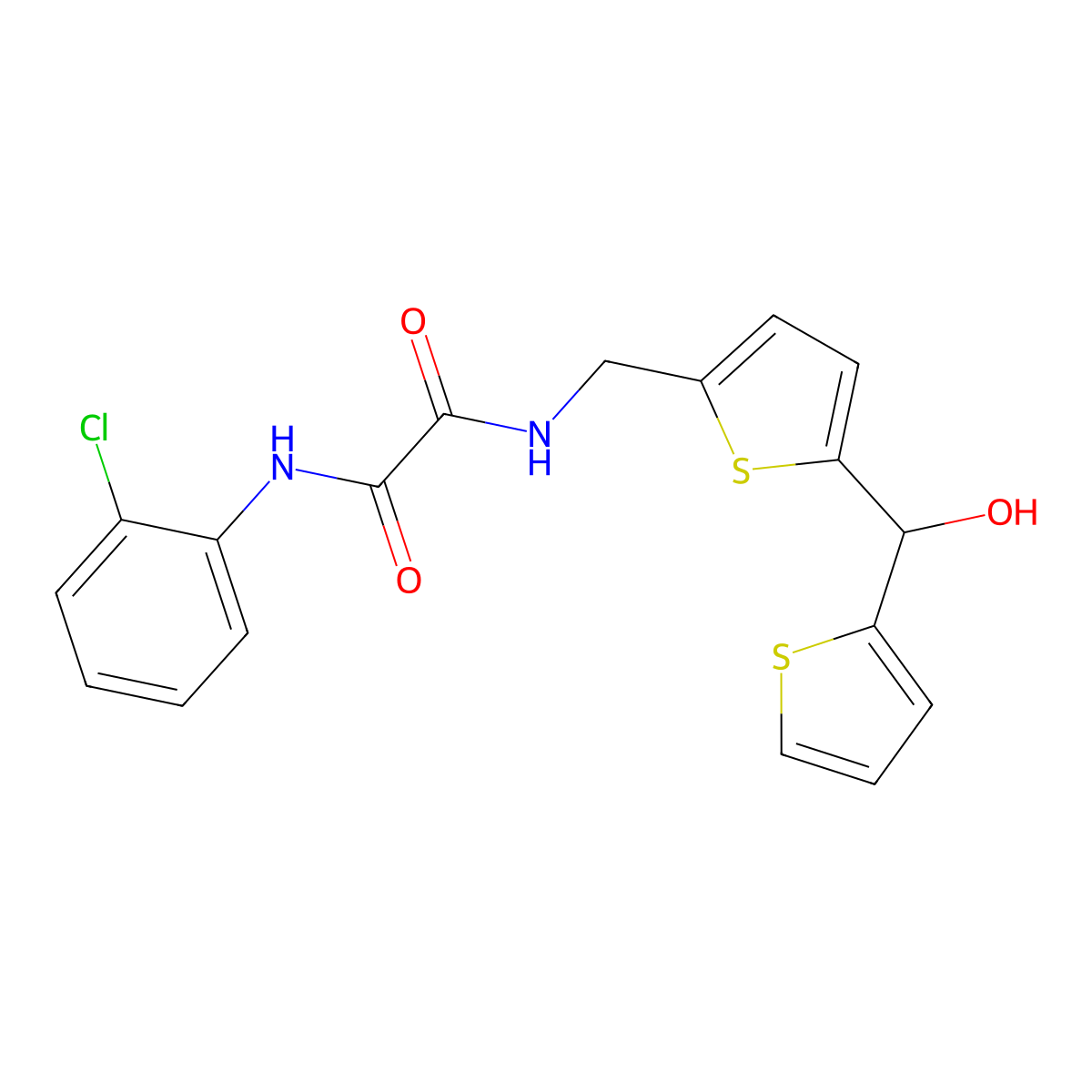 N1-(2-chlorophenyl)-N2-((5-(hydroxy(thiophen-2-yl)methyl)thiophen-2-yl)methyl)oxalamide molecular structure, CAS 1421494-59-8