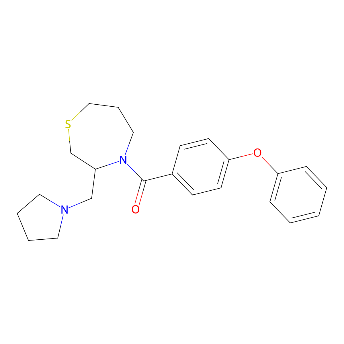 (4-Phenoxyphenyl)(3-(pyrrolidin-1-ylmethyl)-1,4-thiazepan-4-yl)methanone molecular structure, CAS 1421494-60-1