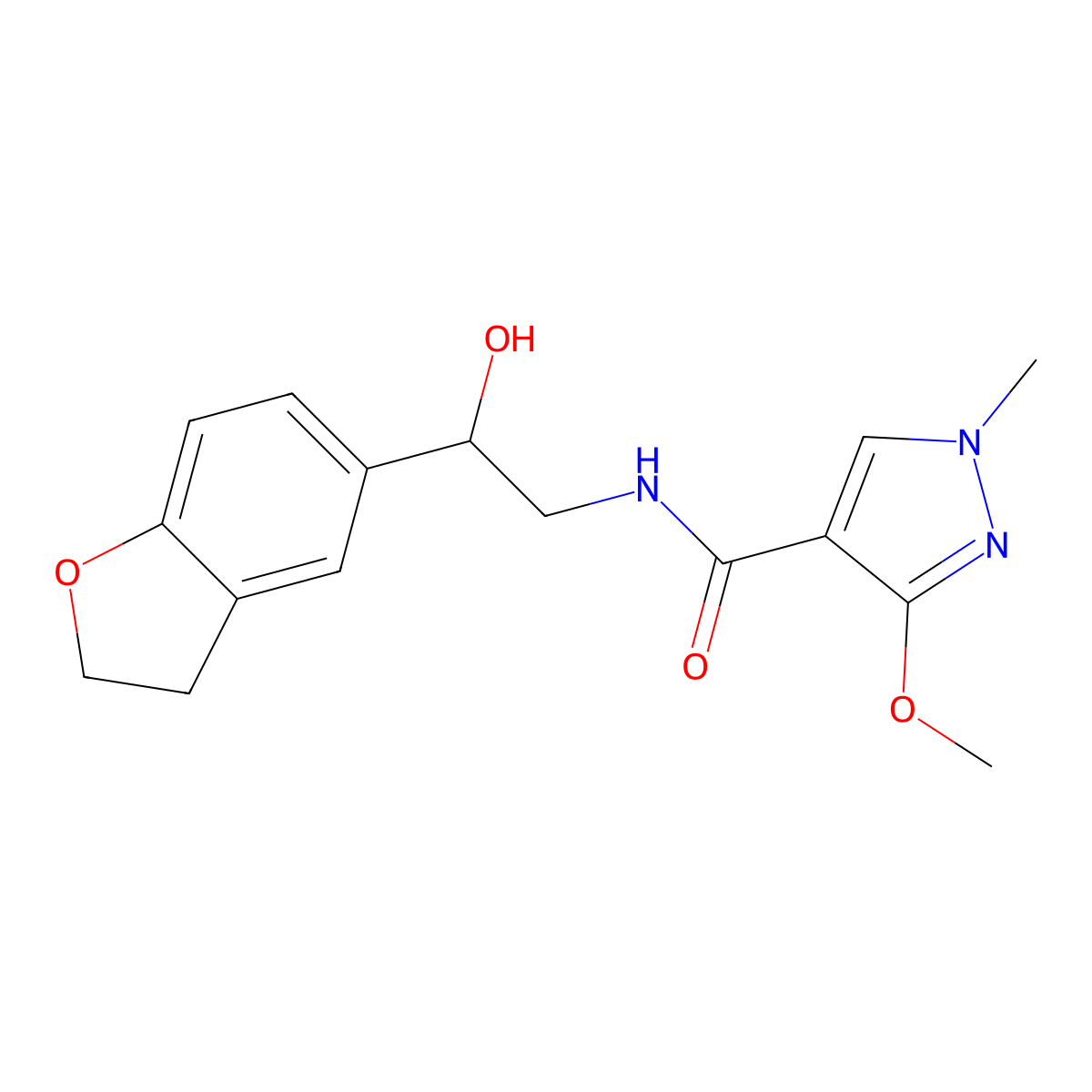 N-(2-(2,3-dihydrobenzofuran-5-yl)-2-hydroxyethyl)-3-methoxy-1-methyl-1H-pyrazole-4-carboxamide molecular structure, CAS 1421494-61-2