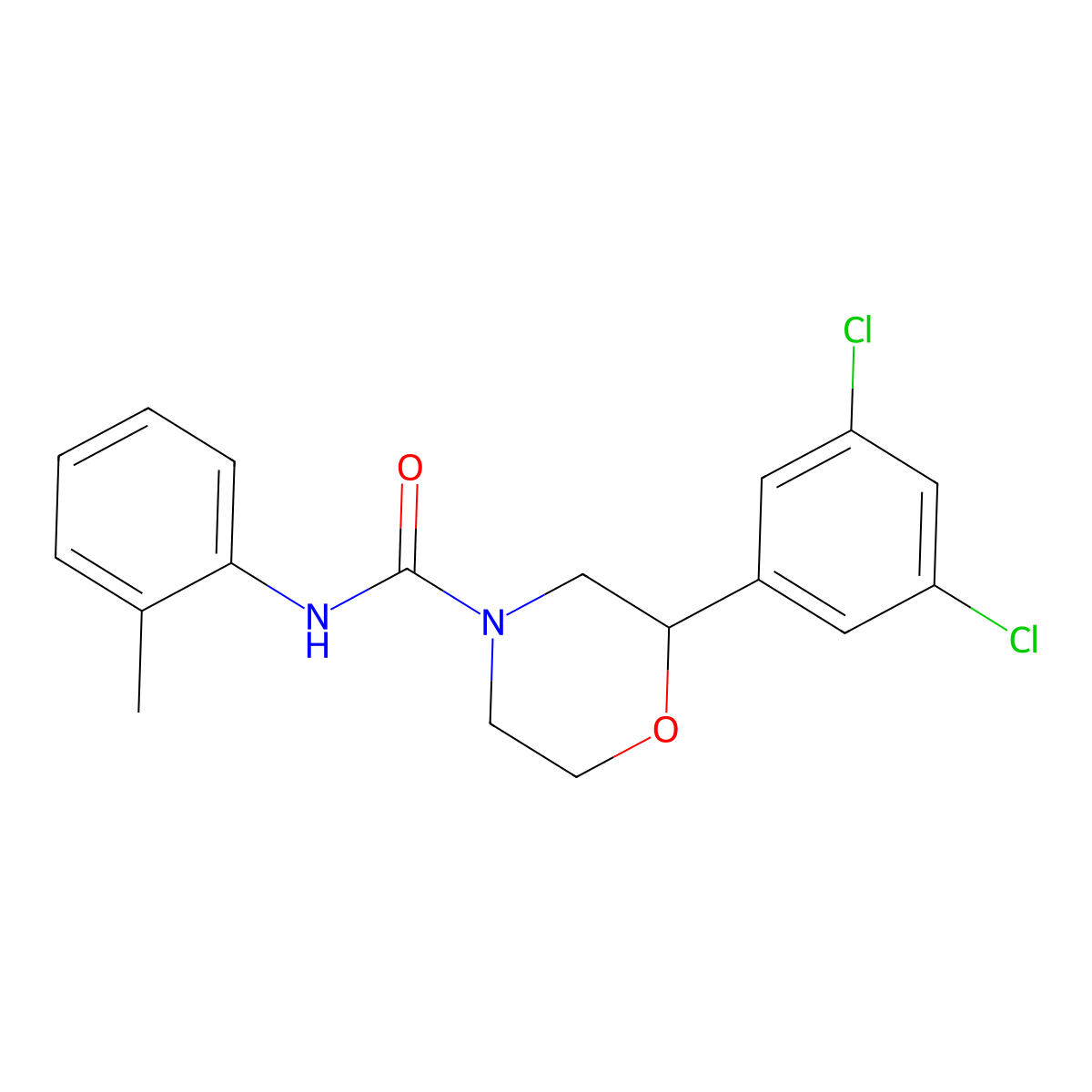 2-(3,5-dichlorophenyl)-N-(o-tolyl)morpholine-4-carboxamide molecular structure, CAS 1421494-69-0