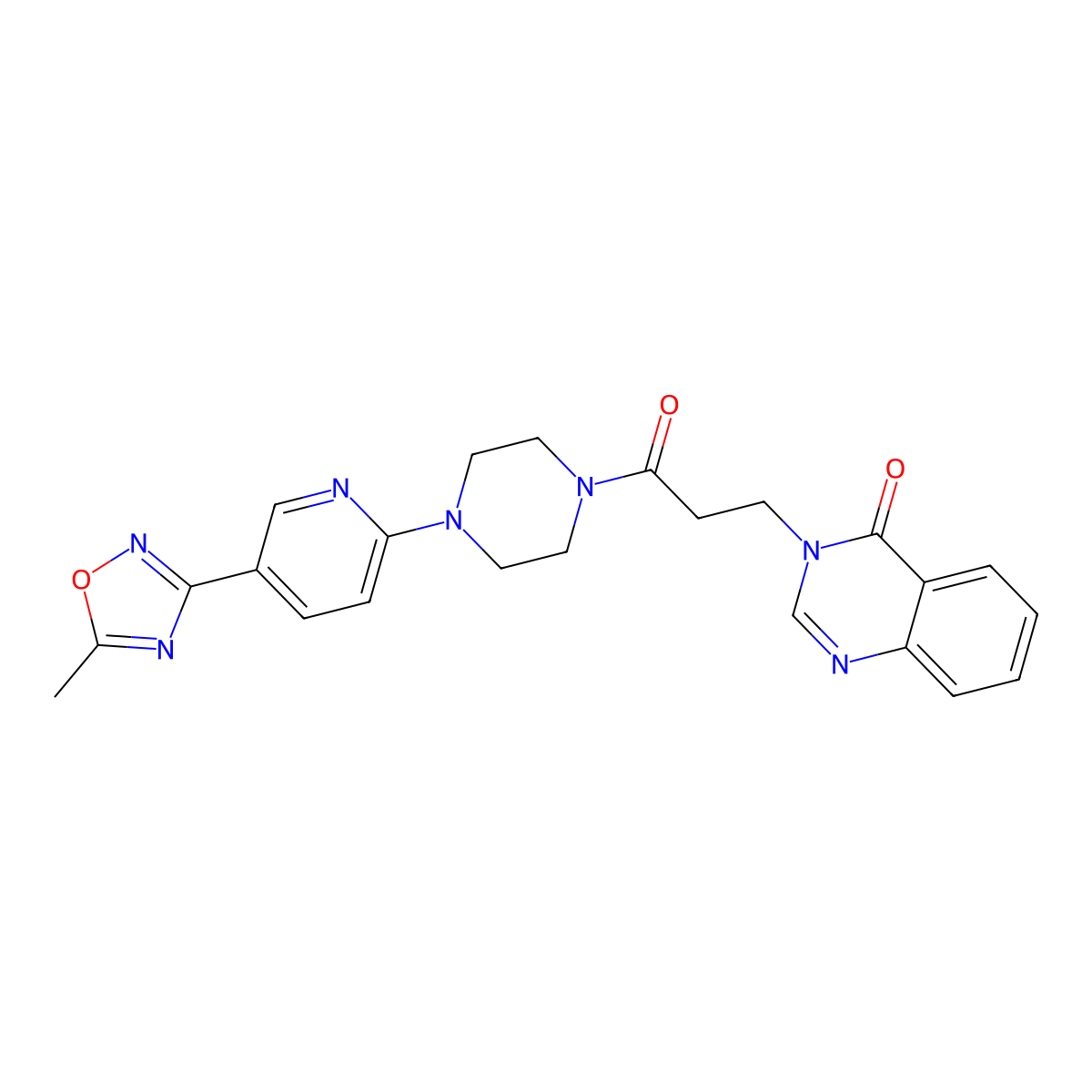 3-(3-(4-(5-(5-methyl-1,2,4-oxadiazol-3-yl)pyridin-2-yl)piperazin-1-yl)-3-oxopropyl)quinazolin-4(3H)-one molecular structure, CAS 1421494-80-5