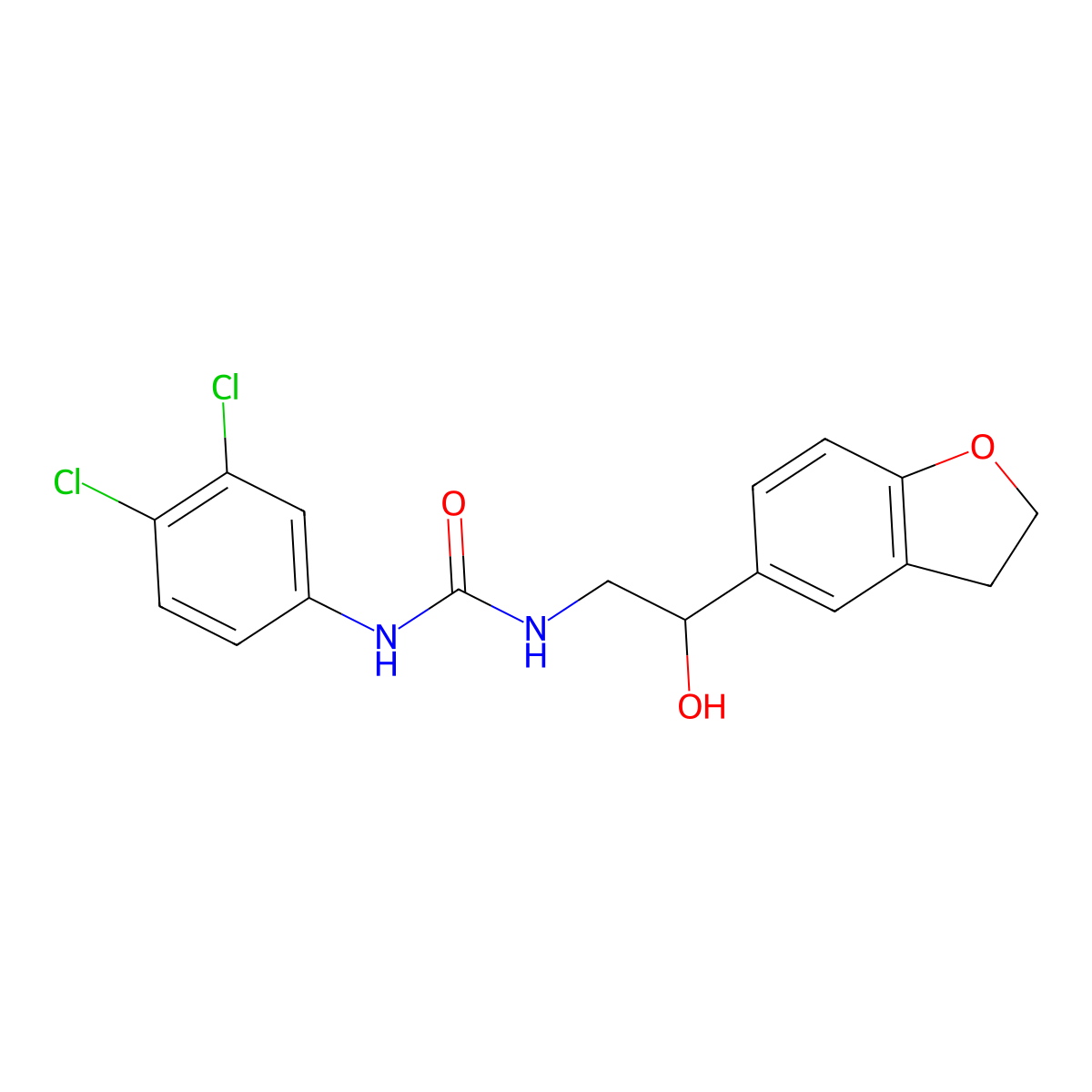 1-(3,4-Dichlorophenyl)-3-(2-(2,3-dihydrobenzofuran-5-yl)-2-hydroxyethyl)urea molecular structure, CAS 1421494-82-7
