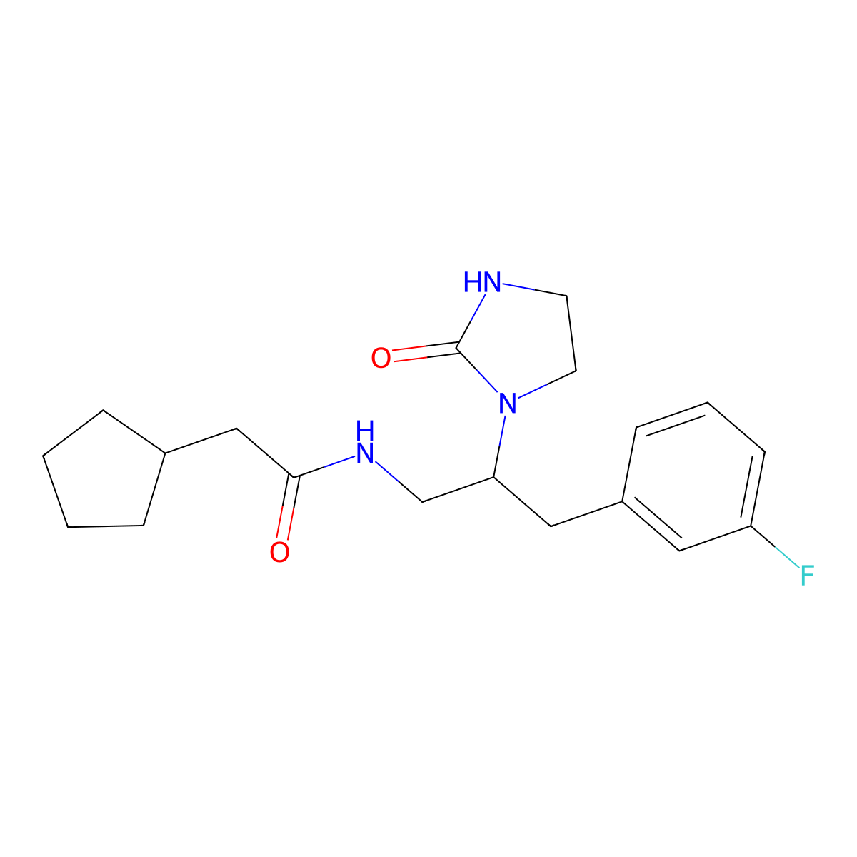 2-Cyclopentyl-N-[3-(3-fluorophenyl)-2-(2-oxoimidazolidin-1-YL)propyl]acetamide molecular structure, CAS 1421494-85-0