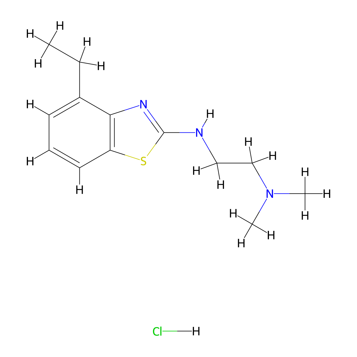 N1-(4-ethylbenzo[d]thiazol-2-yl)-N2,N2-dimethylethane-1,2-diamine hydrochloride molecular structure, CAS 1421494-90-7