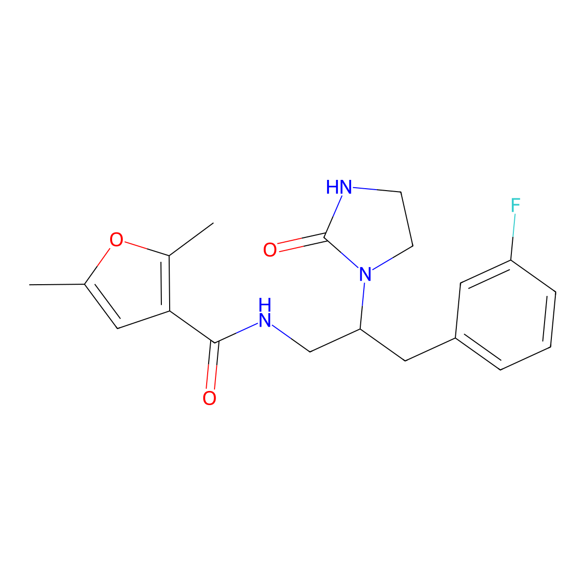 N-[3-(3-Fluorophenyl)-2-(2-oxoimidazolidin-1-YL)propyl]-2,5-dimethylfuran-3-carboxamide molecular structure, CAS 1421494-93-0