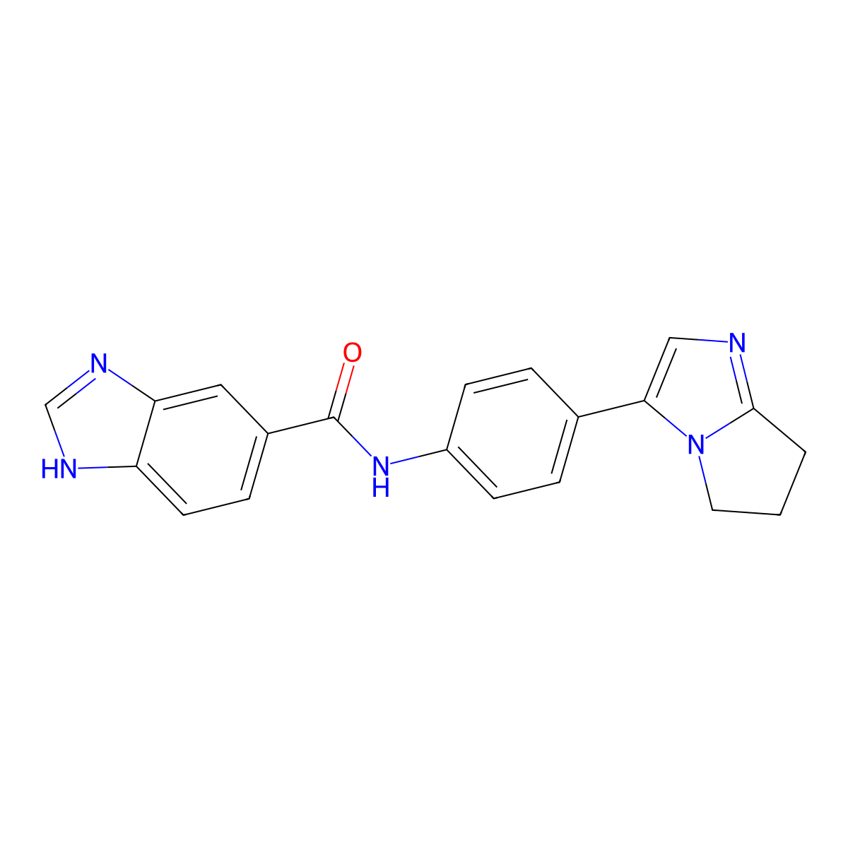 N-(4-(6,7-dihydro-5H-pyrrolo[1,2-a]imidazol-3-yl)phenyl)-1H-benzo[d]imidazole-5-carboxamide molecular structure, CAS 1421494-96-3