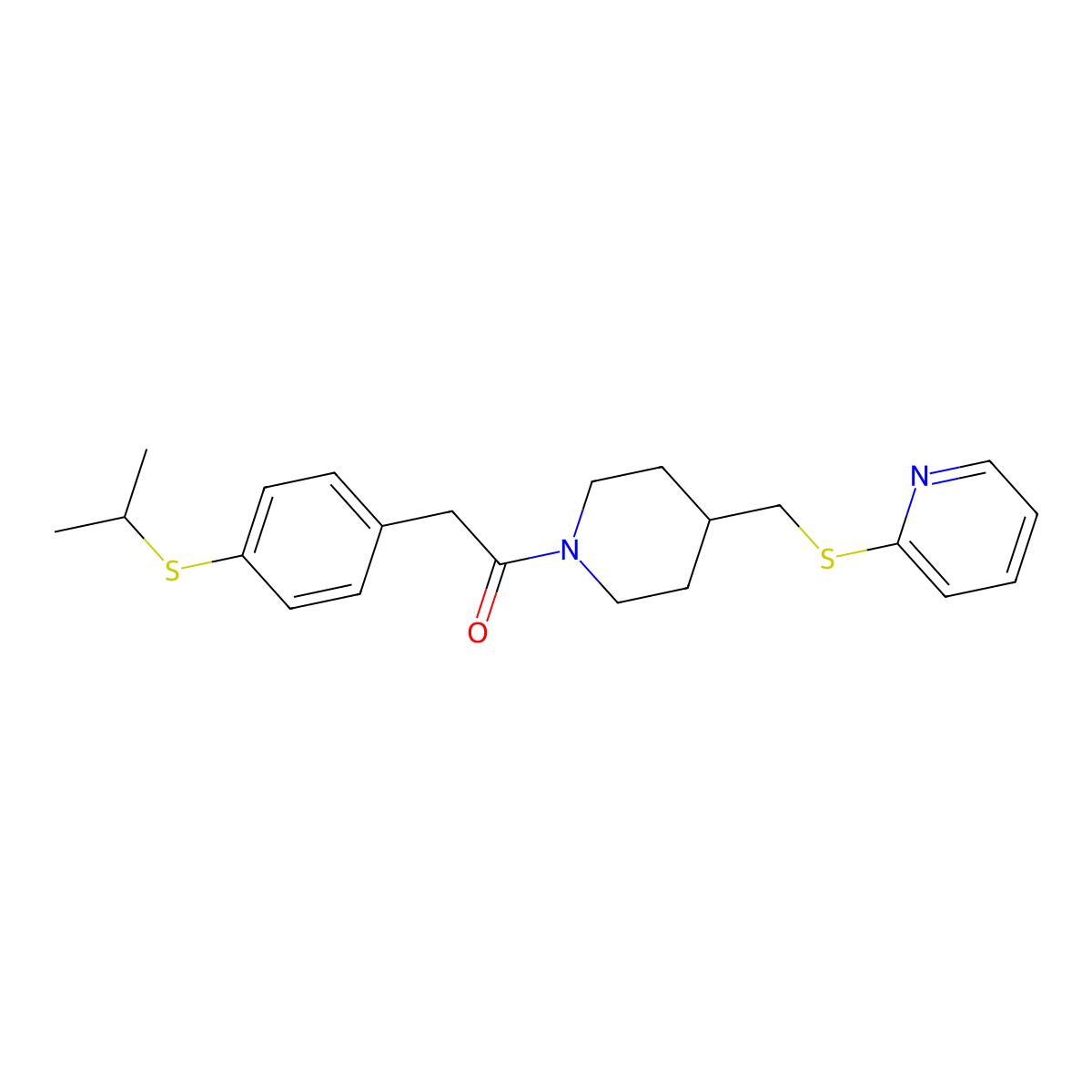 2-(4-(Isopropylthio)phenyl)-1-(4-((pyridin-2-ylthio)methyl)piperidin-1-yl)ethanone molecular structure, CAS 1421494-97-4