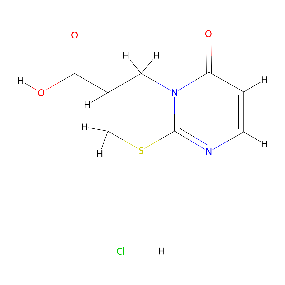6-oxo-3,4-dihydro-2H,6H-pyrimido[2,1-b][1,3]thiazine-3-carboxylic acid hydrochloride molecular structure, CAS 1421494-98-5