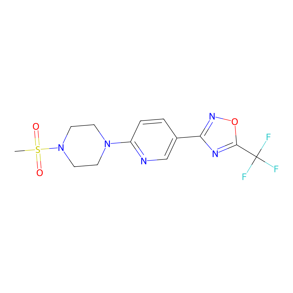 3-(6-(4-(Methylsulfonyl)piperazin-1-yl)pyridin-3-yl)-5-(trifluoromethyl)-1,2,4-oxadiazole molecular structure, CAS 1421494-99-6