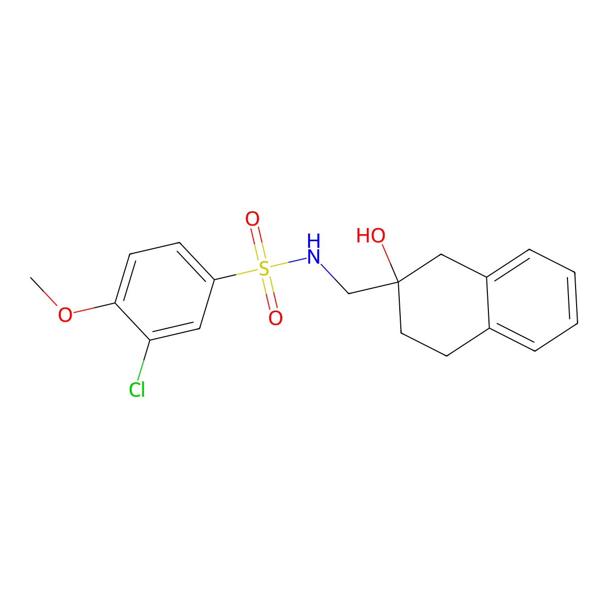 3-chloro-N-((2-hydroxy-1,2,3,4-tetrahydronaphthalen-2-yl)methyl)-4-methoxybenzenesulfonamide molecular structure, CAS 1421495-09-1