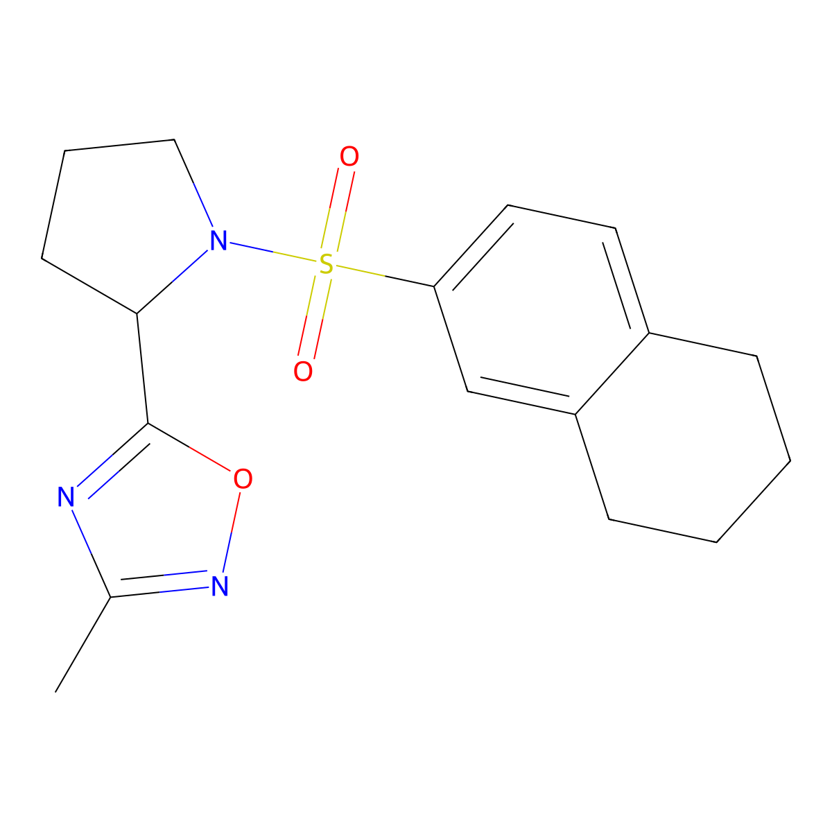 3-Methyl-5-(1-((5,6,7,8-tetrahydronaphthalen-2-yl)sulfonyl)pyrrolidin-2-yl)-1,2,4-oxadiazole molecular structure, CAS 1421495-19-3