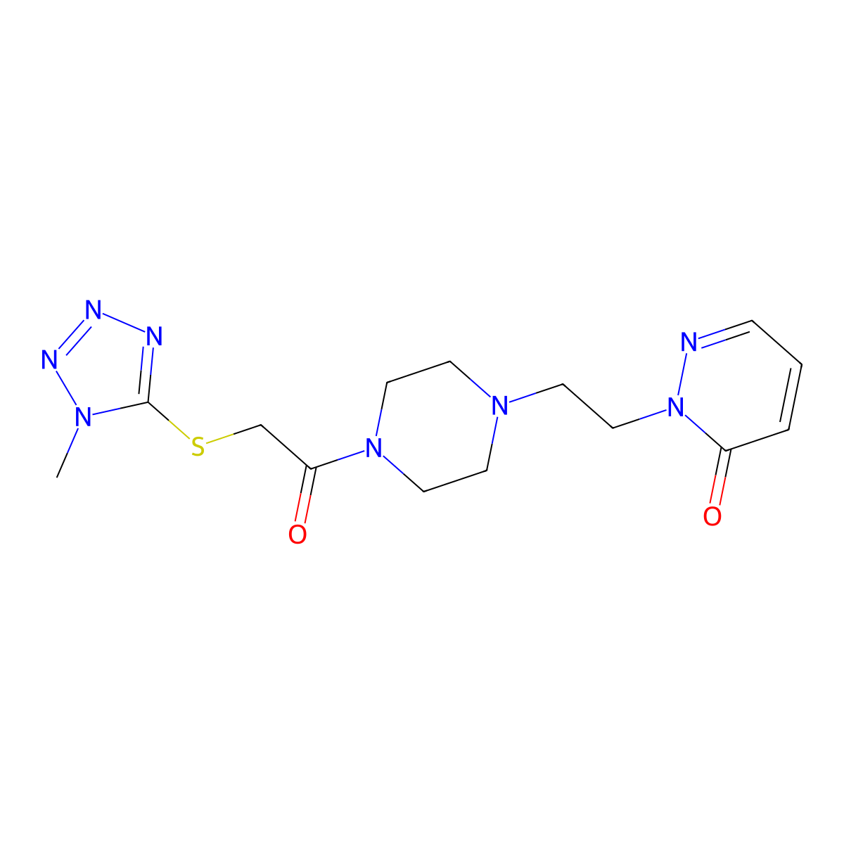 2-(2-(4-(2-((1-methyl-1H-tetrazol-5-yl)thio)acetyl)piperazin-1-yl)ethyl)pyridazin-3(2H)-one molecular structure, CAS 1421495-21-7