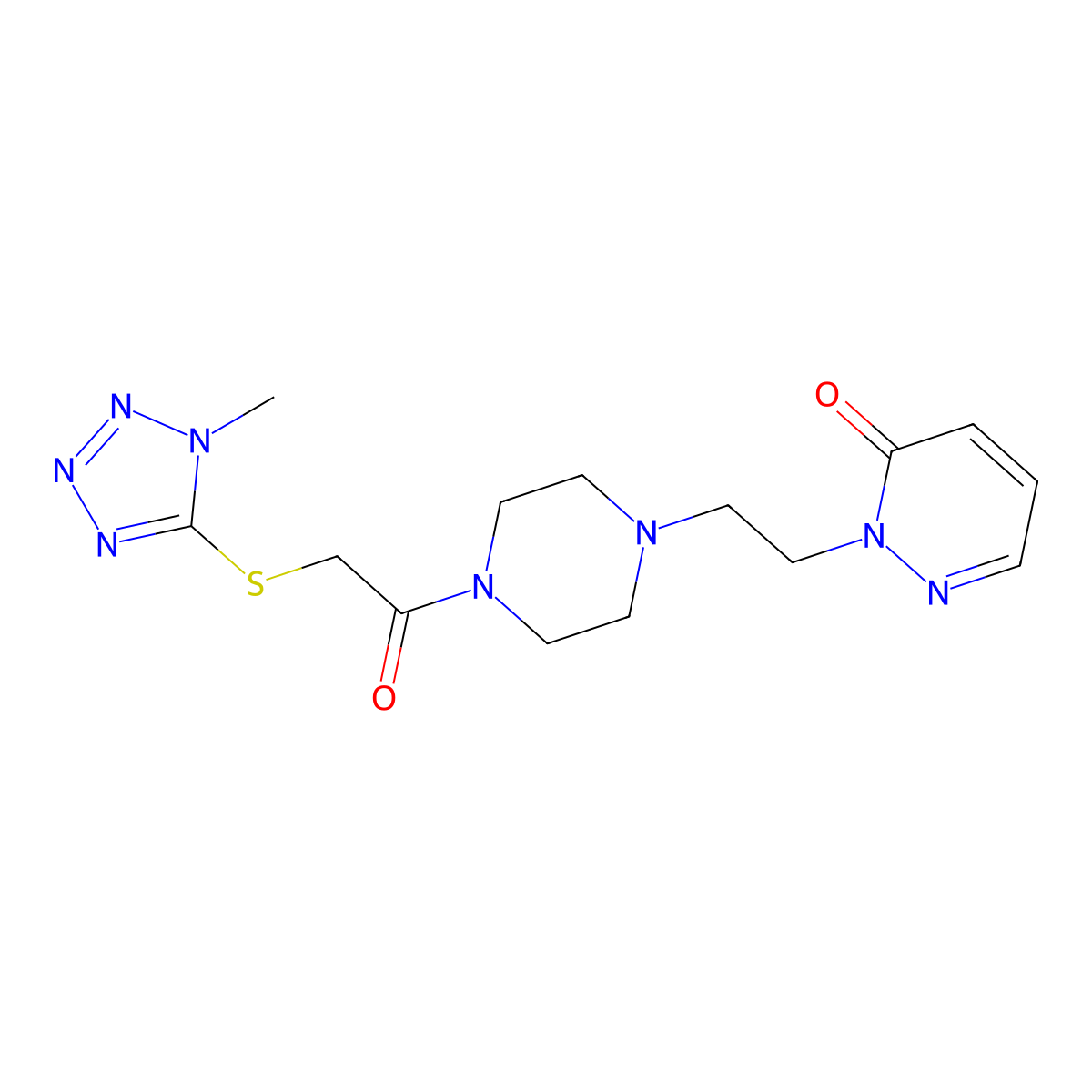2-(2-(4-(2-((1-methyl-1H-tetrazol-5-yl)thio)acetyl)piperazin-1-yl)ethyl)pyridazin-3(2H)-one molecular structure, CAS 1421495-21-7