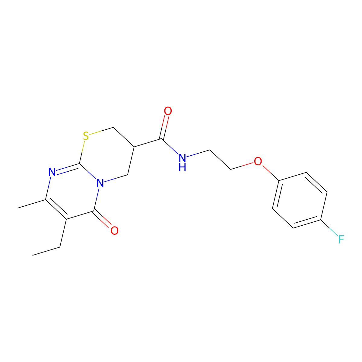7-ethyl-N-(2-(4-fluorophenoxy)ethyl)-8-methyl-6-oxo-2,3,4,6-tetrahydropyrimido[2,1-b][1,3]thiazine-3-carboxamide molecular structure, CAS 1421495-26-2