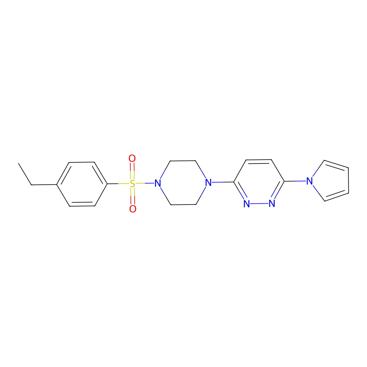 3-[4-(4-ethylbenzenesulfonyl)piperazin-1-yl]-6-(1H-pyrrol-1-yl)pyridazine molecular structure, CAS 1421496-52-7