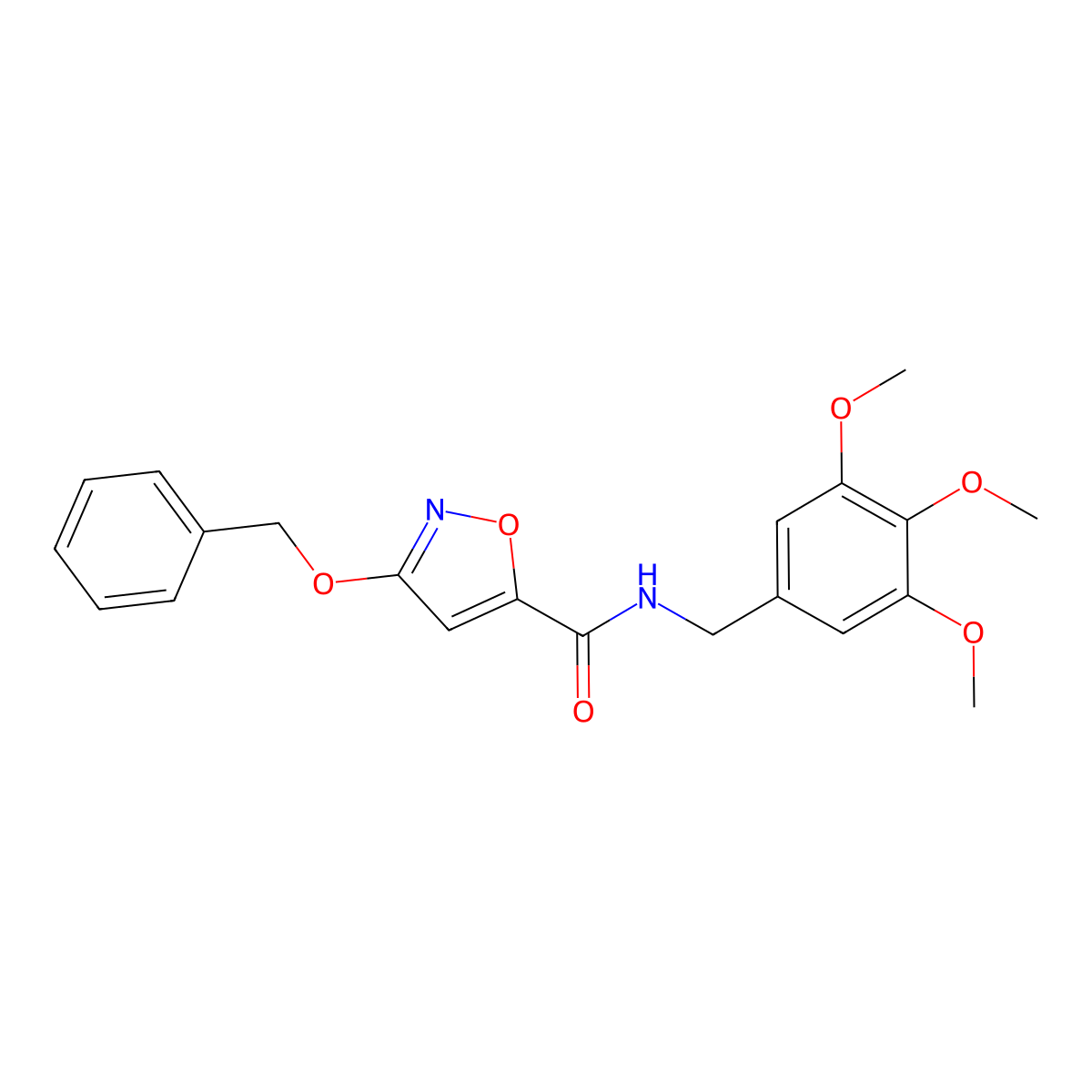 3-(benzyloxy)-N-(3,4,5-trimethoxybenzyl)isoxazole-5-carboxamide molecular structure, CAS 1421496-54-9