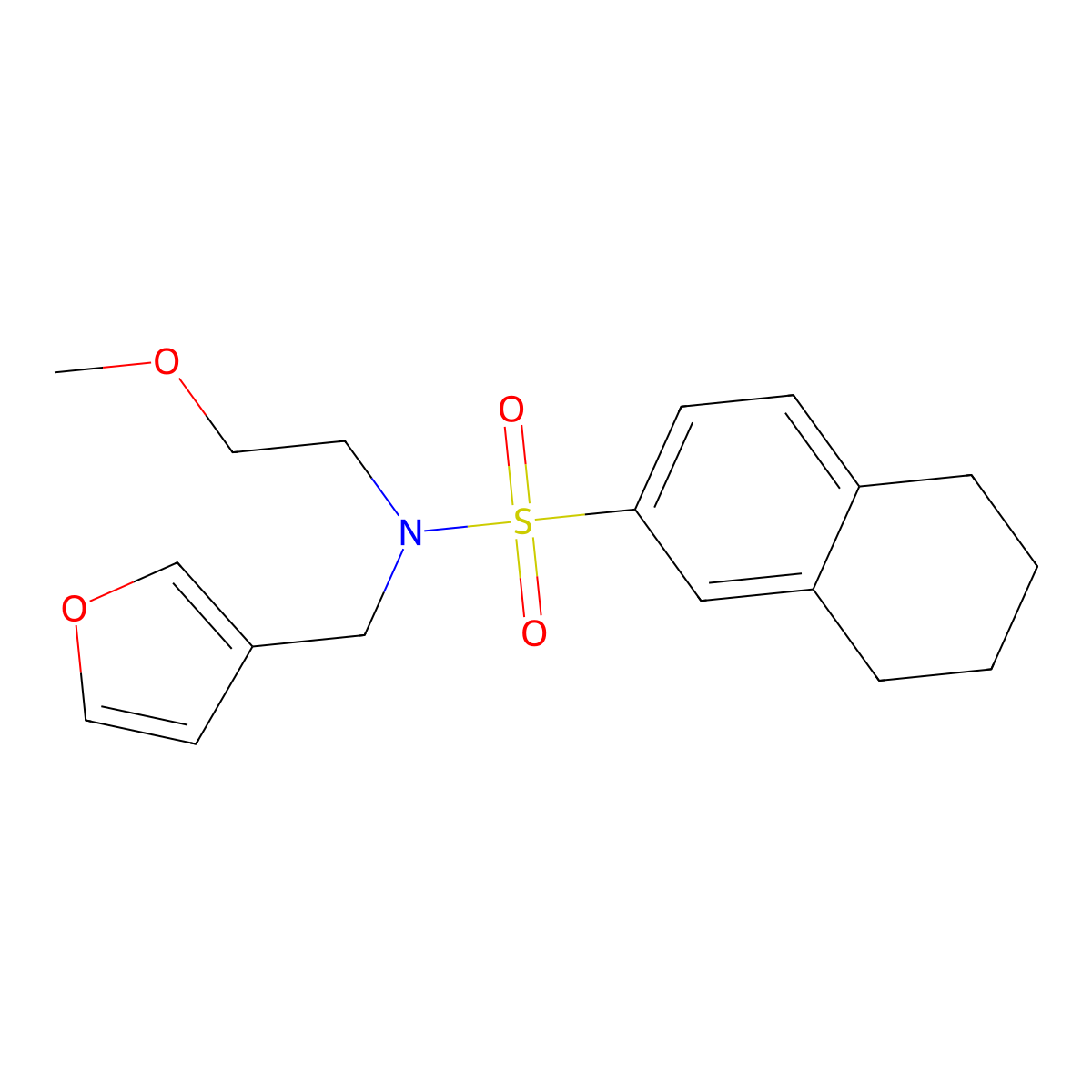 N-(furan-3-ylmethyl)-N-(2-methoxyethyl)-5,6,7,8-tetrahydronaphthalene-2-sulfonamide molecular structure, CAS 1421496-93-6