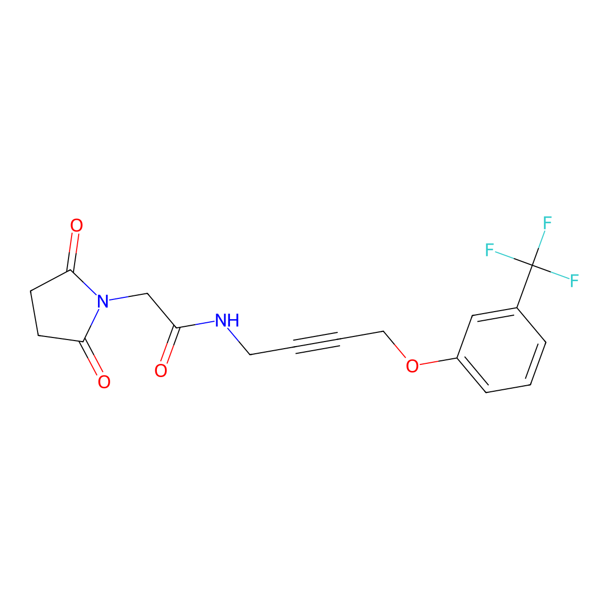 2-(2,5-Dioxopyrrolidin-1-YL)-N-{4-[3-(trifluoromethyl)phenoxy]but-2-YN-1-YL}acetamide molecular structure, CAS 1421496-94-7