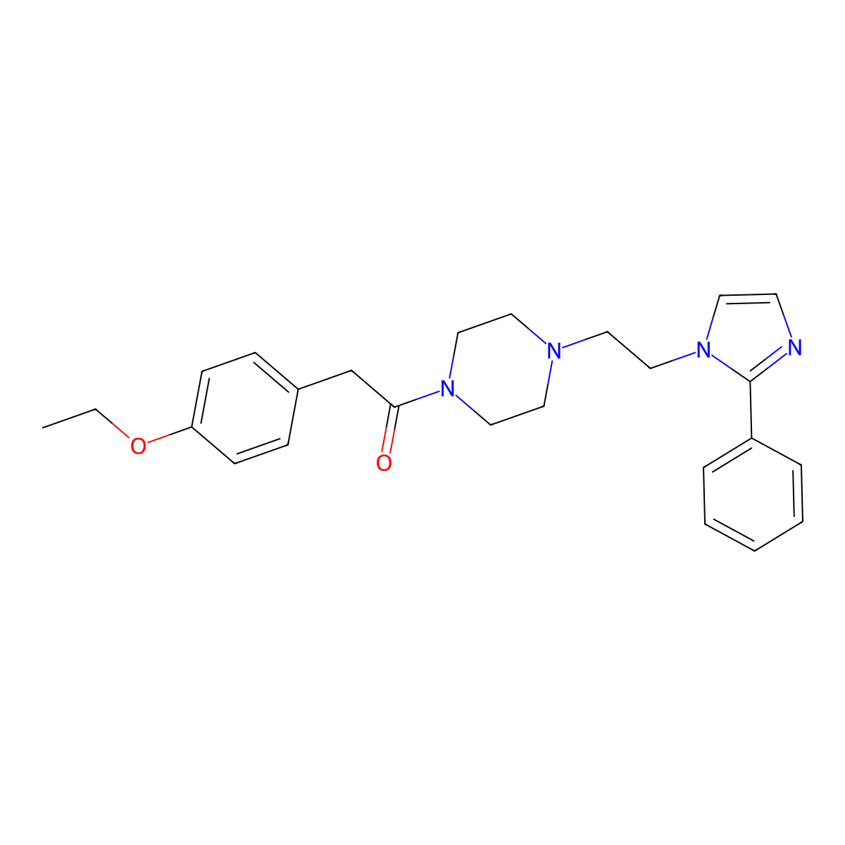 2-(4-ethoxyphenyl)-1-(4-(2-(2-phenyl-1H-imidazol-1-yl)ethyl)piperazin-1-yl)ethanone molecular structure, CAS 1421496-95-8