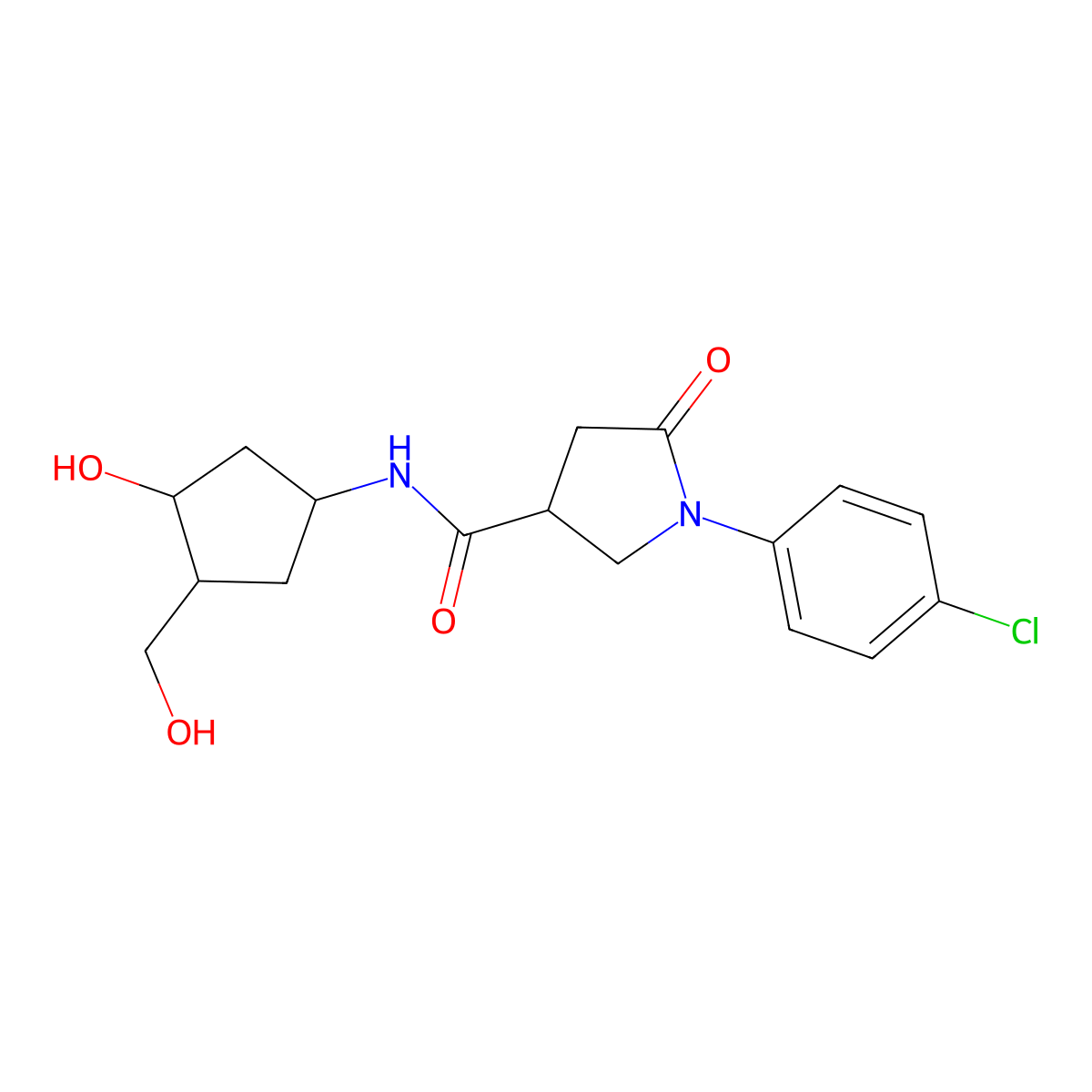 1-(4-Chlorophenyl)-N-[3-hydroxy-4-(hydroxymethyl)cyclopentyl]-5-oxopyrrolidine-3-carboxamide molecular structure, CAS 1421496-99-2