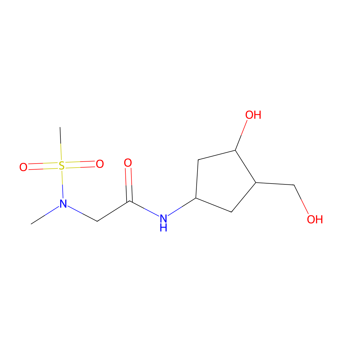 N-[3-Hydroxy-4-(hydroxymethyl)cyclopentyl]-2-(N-methylmethanesulfonamido)acetamide molecular structure, CAS 1421497-01-9