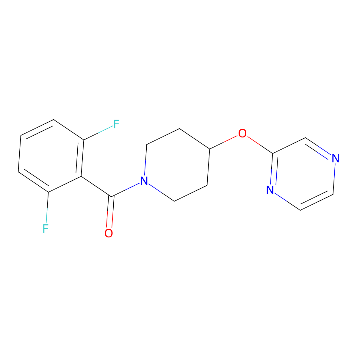 (2,6-Difluorophenyl)(4-(pyrazin-2-yloxy)piperidin-1-yl)methanone molecular structure, CAS 1421497-04-2