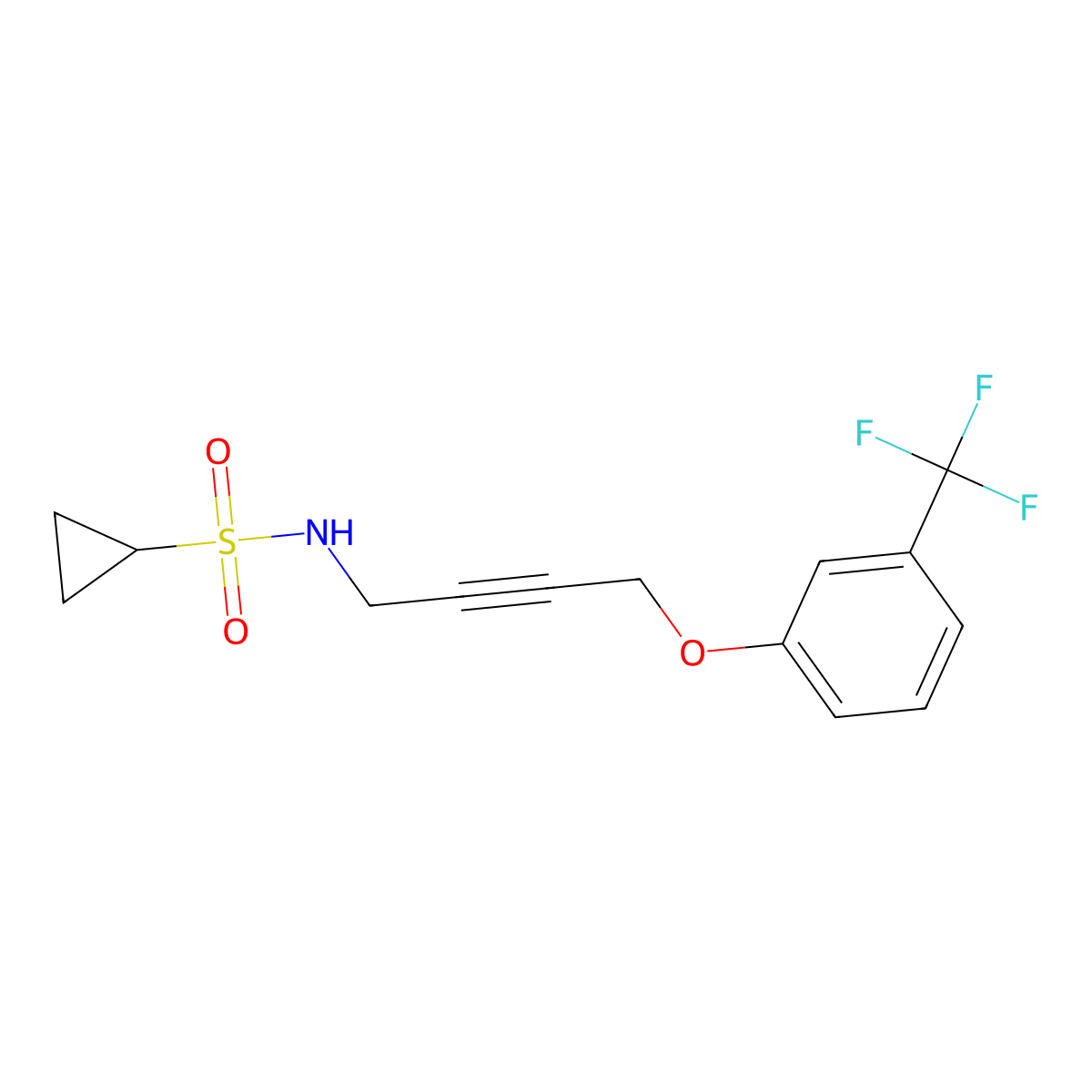 N-{4-[3-(Trifluoromethyl)phenoxy]but-2-YN-1-YL}cyclopropanesulfonamide molecular structure, CAS 1421497-06-4
