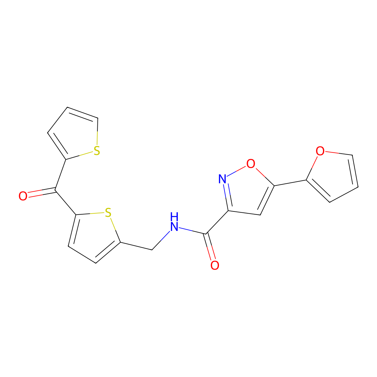 5-(furan-2-yl)-N-((5-(thiophene-2-carbonyl)thiophen-2-yl)methyl)isoxazole-3-carboxamide molecular structure, CAS 1421497-20-2