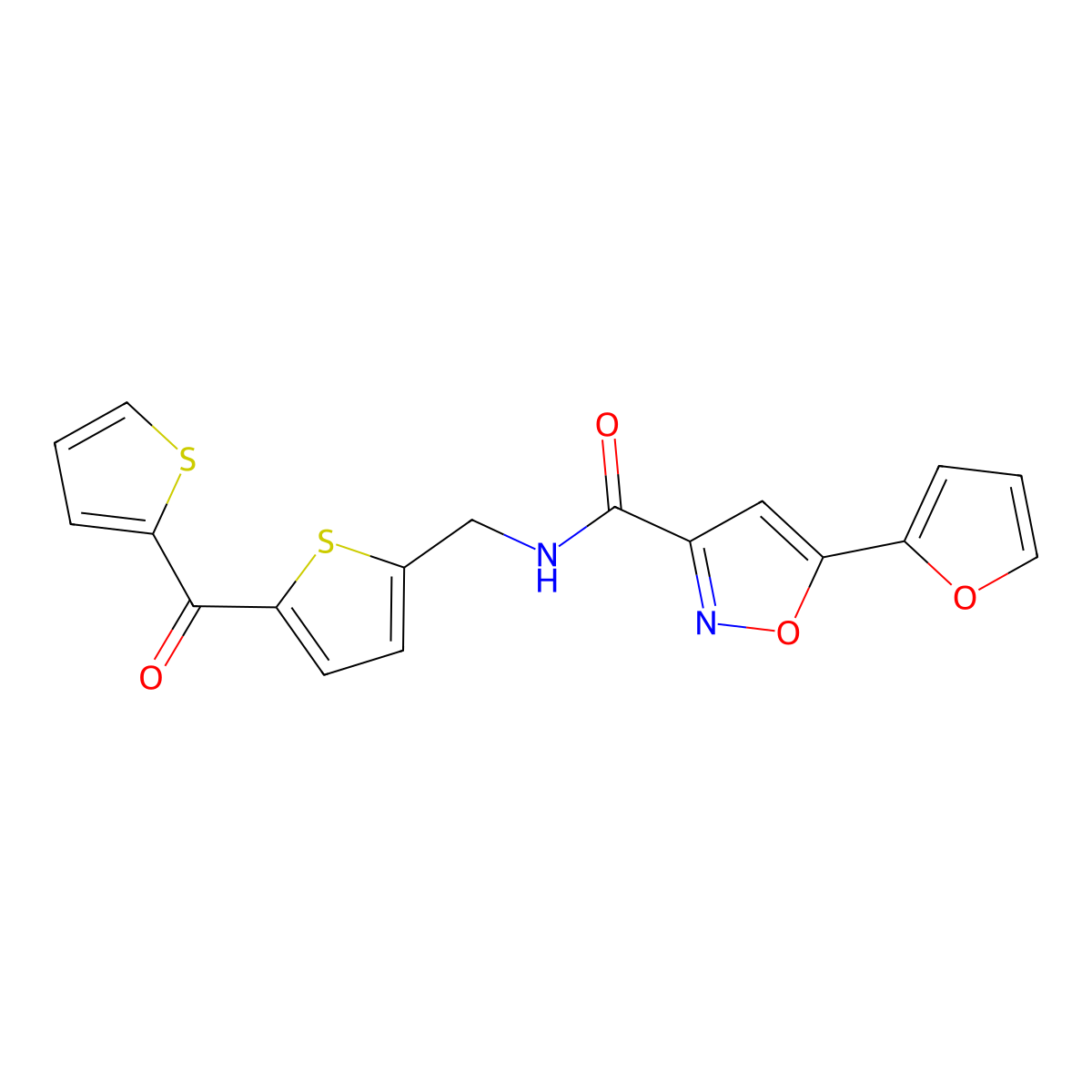 5-(furan-2-yl)-N-((5-(thiophene-2-carbonyl)thiophen-2-yl)methyl)isoxazole-3-carboxamide molecular structure, CAS 1421497-20-2