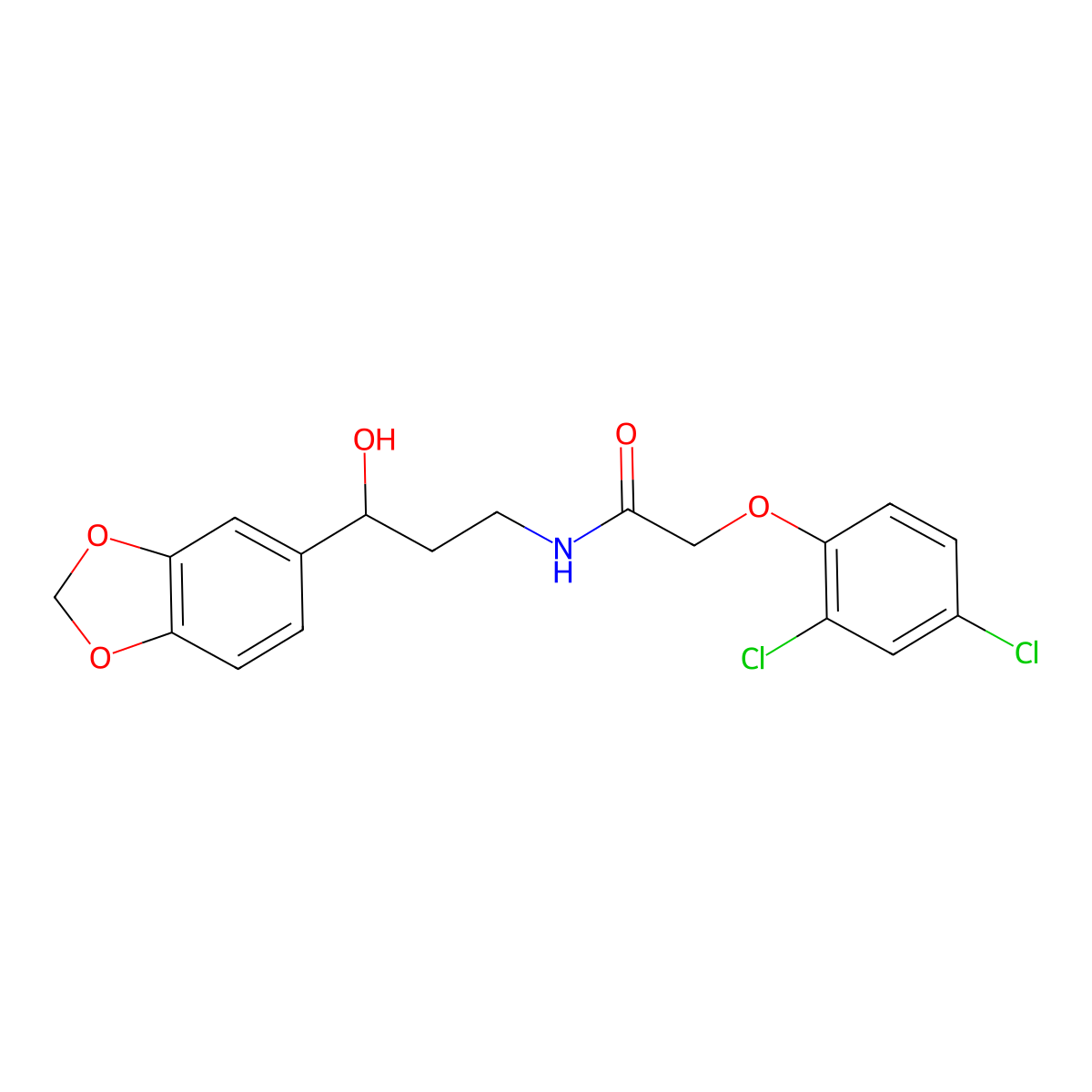 N-(3-(benzo[d][1,3]dioxol-5-yl)-3-hydroxypropyl)-2-(2,4-dichlorophenoxy)acetamide molecular structure, CAS 1421497-21-3