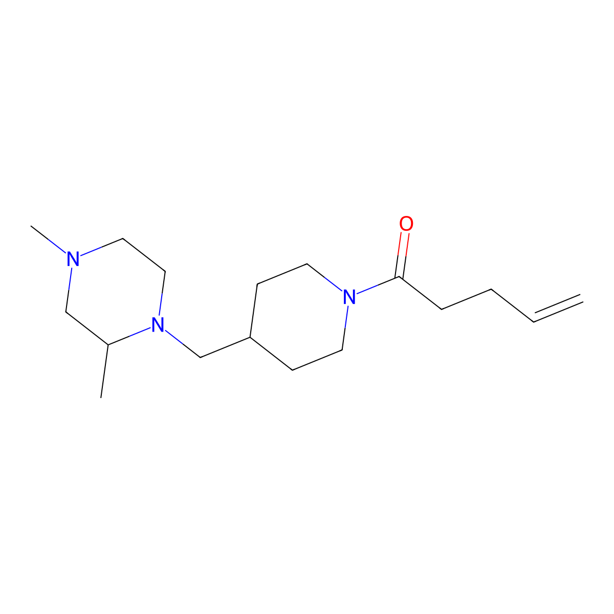 1-(4-((2,4-Dimethylpiperazin-1-yl)methyl)piperidin-1-yl)pent-4-en-1-one molecular structure, CAS 1421497-22-4