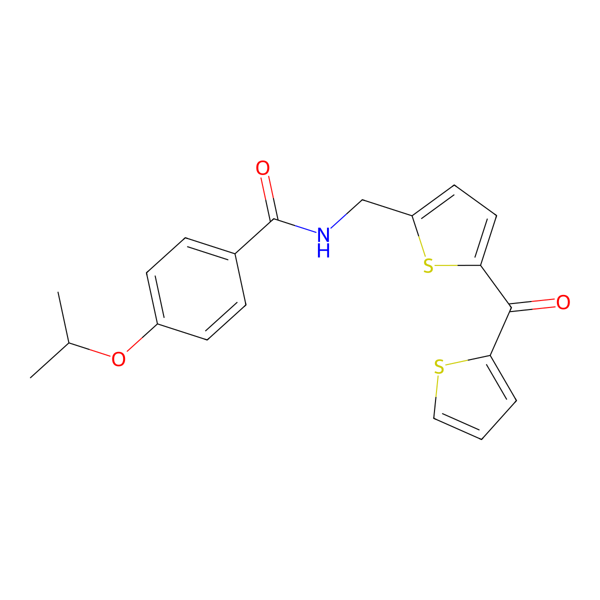 4-isopropoxy-N-((5-(thiophene-2-carbonyl)thiophen-2-yl)methyl)benzamide molecular structure, CAS 1421497-27-9