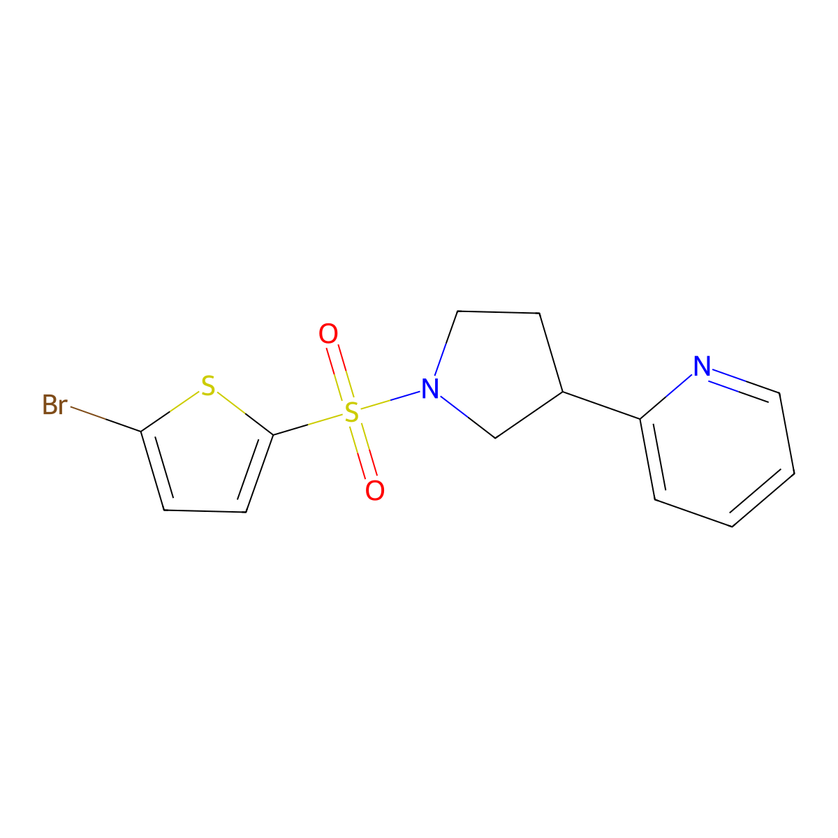 2-{1-[(5-Bromothiophen-2-yl)sulfonyl]pyrrolidin-3-yl}pyridine molecular structure, CAS 1421497-40-6