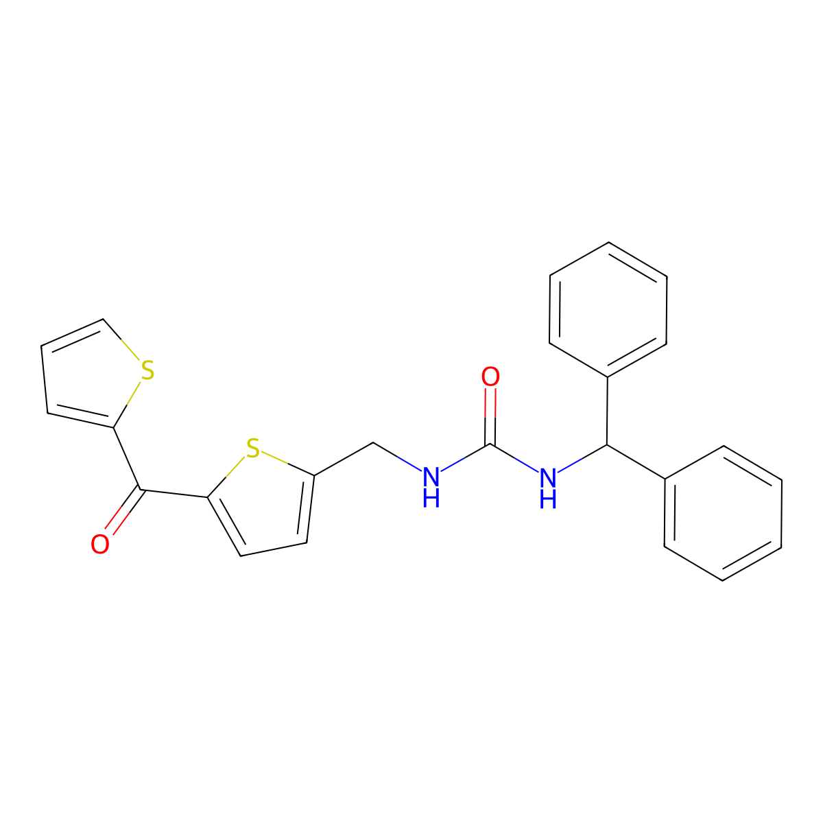 1-Benzhydryl-3-((5-(thiophene-2-carbonyl)thiophen-2-yl)methyl)urea molecular structure, CAS 1421497-42-8