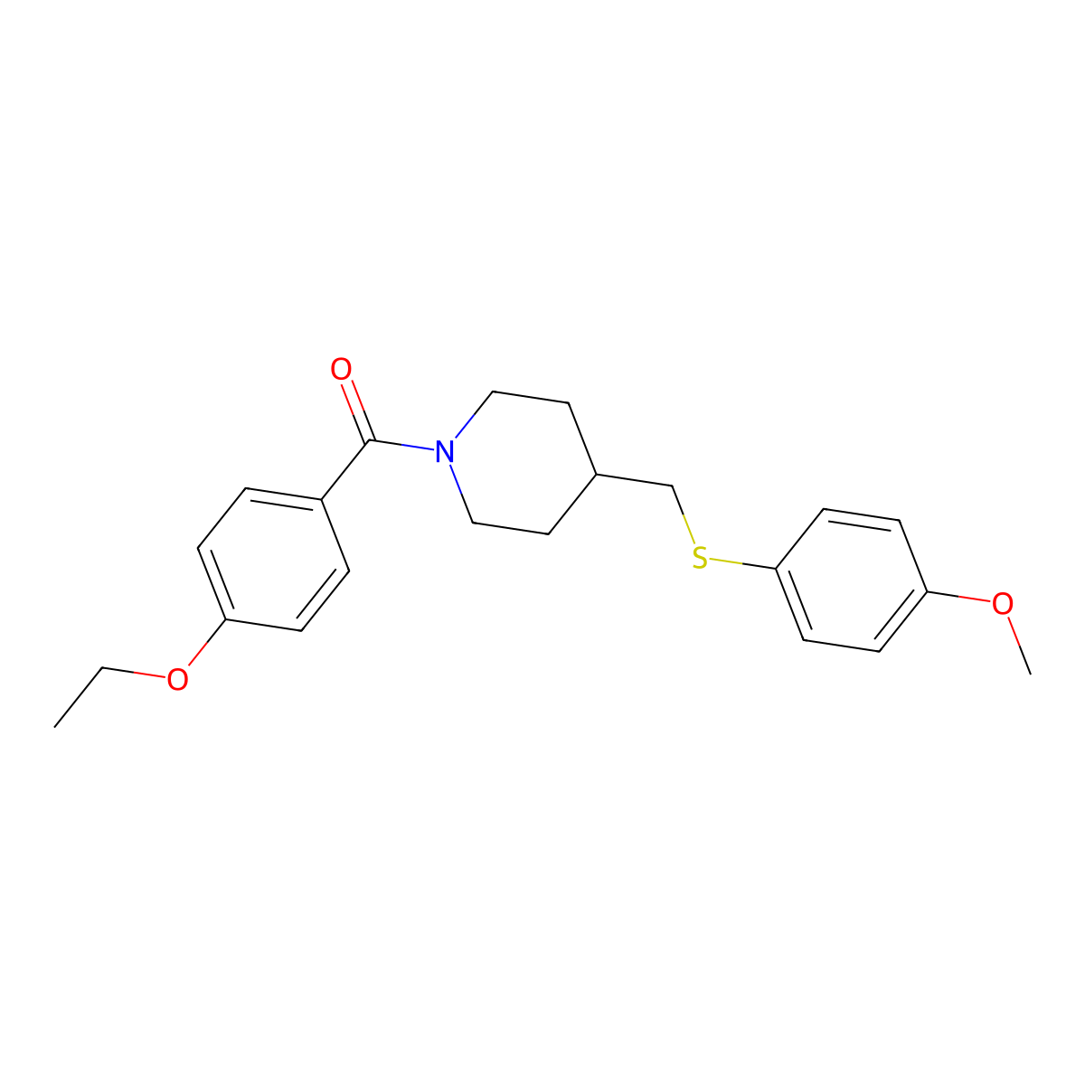 (4-Ethoxyphenyl)(4-(((4-methoxyphenyl)thio)methyl)piperidin-1-yl)methanone molecular structure, CAS 1421497-48-4