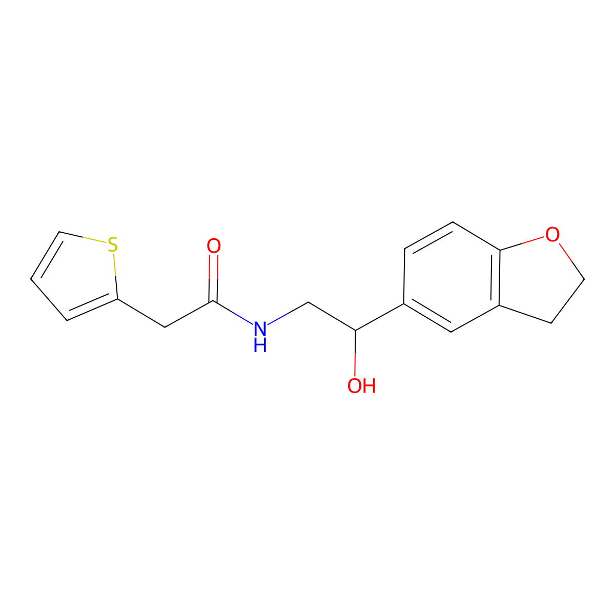 N-(2-(2,3-dihydrobenzofuran-5-yl)-2-hydroxyethyl)-2-(thiophen-2-yl)acetamide molecular structure, CAS 1421497-49-5
