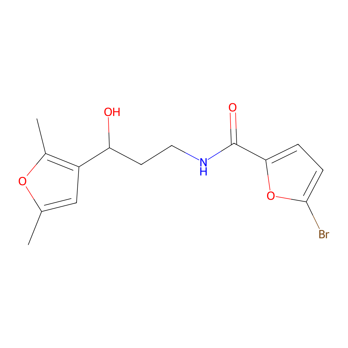 5-Bromo-N-[3-(2,5-dimethylfuran-3-YL)-3-hydroxypropyl]furan-2-carboxamide molecular structure, CAS 1421497-59-7