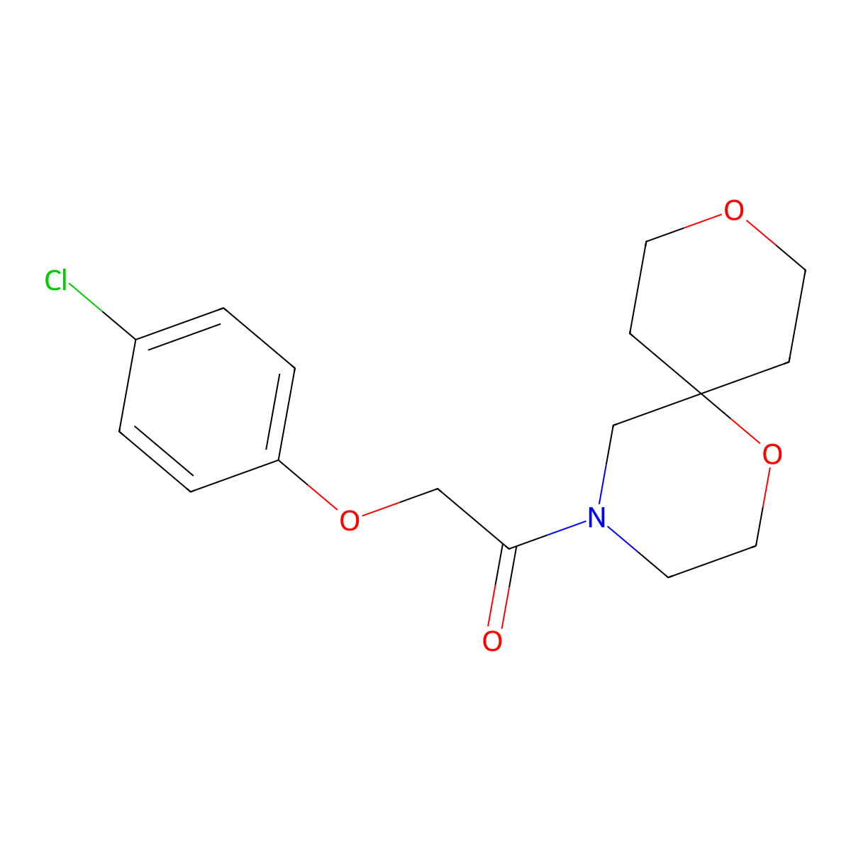 2-(4-Chlorophenoxy)-1-(1,9-dioxa-4-azaspiro[5.5]undecan-4-yl)ethanone molecular structure, CAS 1421497-69-9