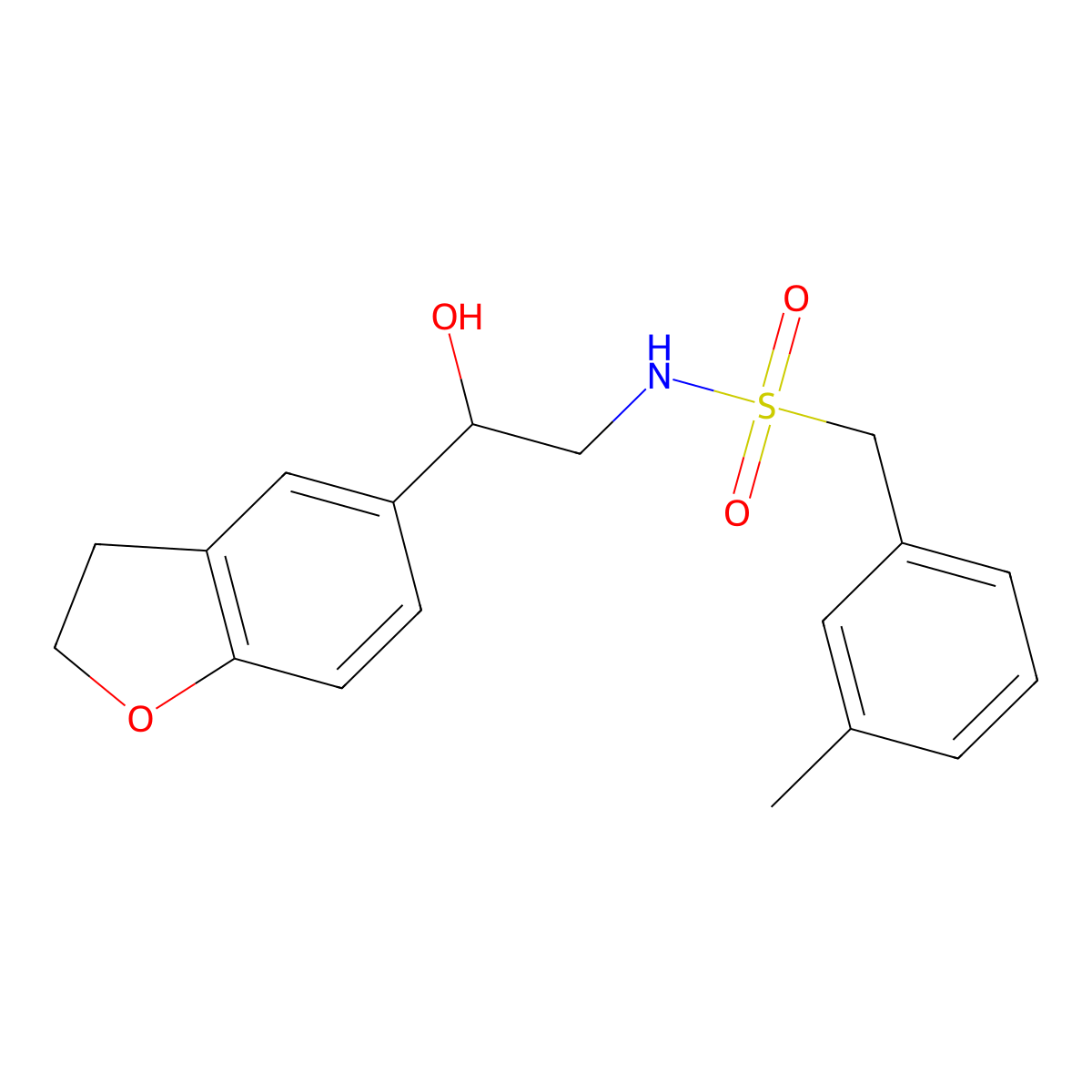 N-(2-(2,3-dihydrobenzofuran-5-yl)-2-hydroxyethyl)-1-(m-tolyl)methanesulfonamide molecular structure, CAS 1421497-71-3