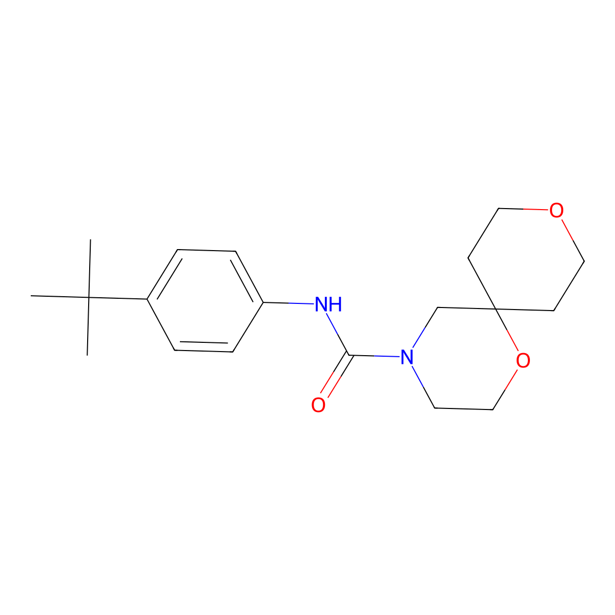 N-(4-(tert-butyl)phenyl)-1,9-dioxa-4-azaspiro[5.5]undecane-4-carboxamide molecular structure, CAS 1421497-73-5
