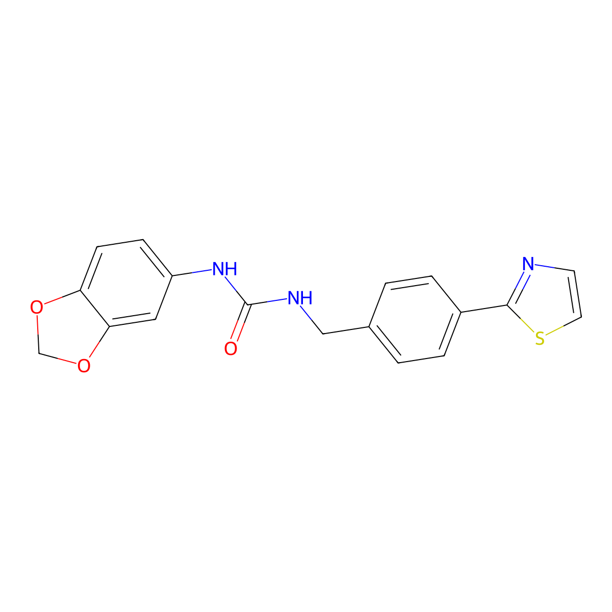 1-(Benzo[d][1,3]dioxol-5-yl)-3-(4-(thiazol-2-yl)benzyl)urea molecular structure, CAS 1421497-83-7