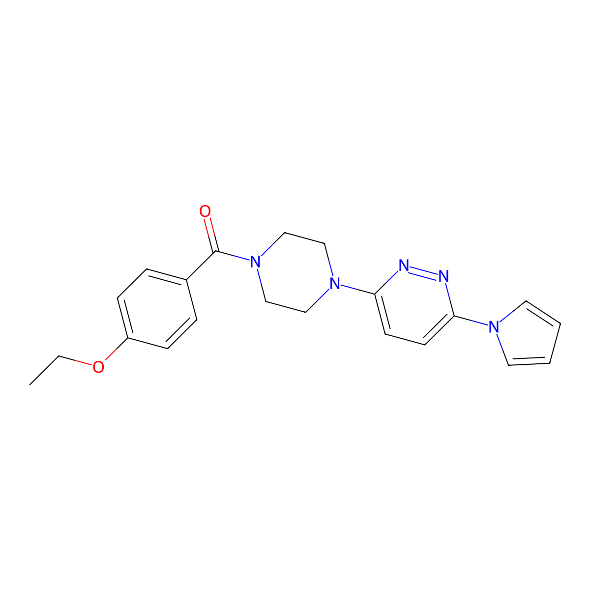 (4-(6-(1H-pyrrol-1-yl)pyridazin-3-yl)piperazin-1-yl)(4-ethoxyphenyl)methanone molecular structure, CAS 1421497-92-8