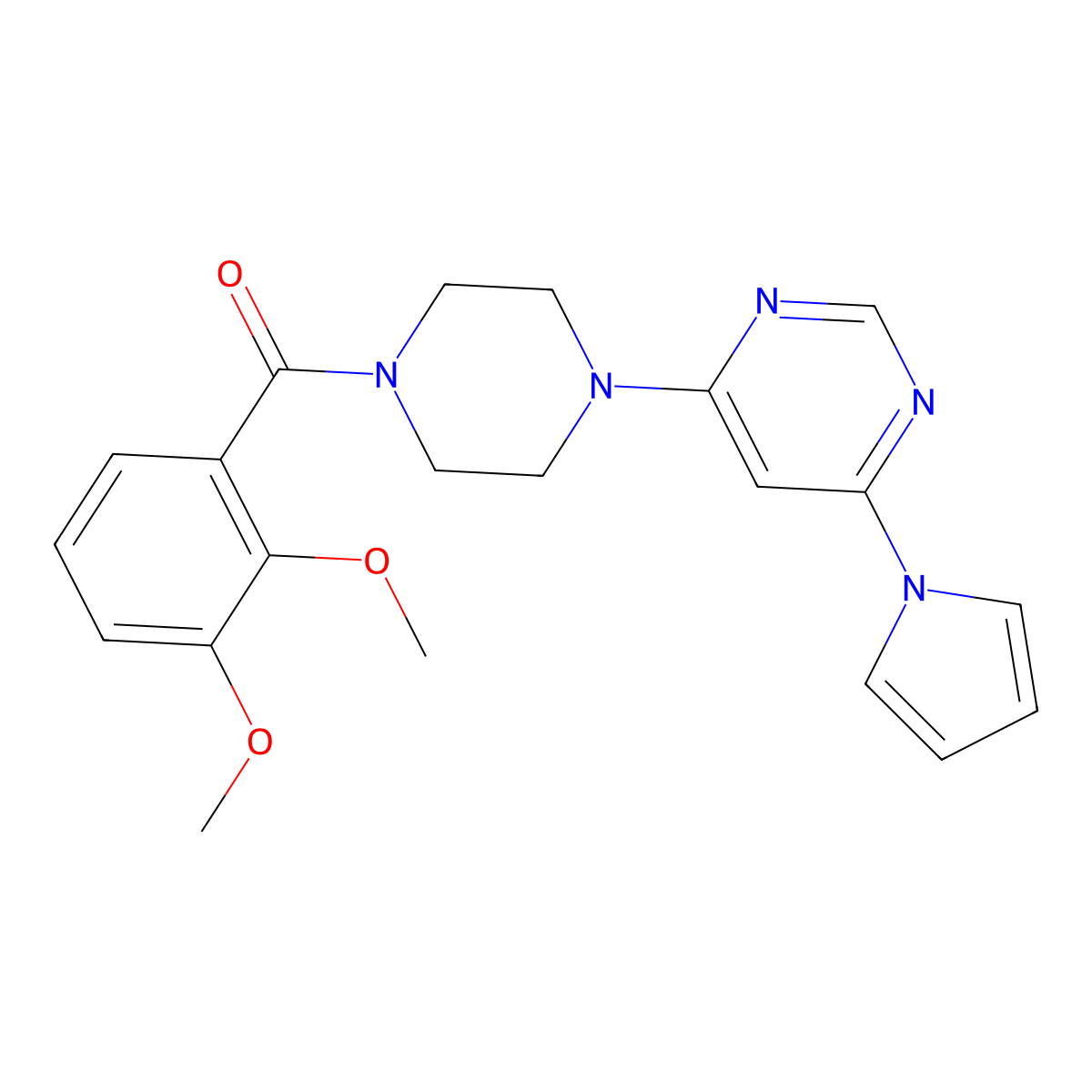 (4-(6-(1H-pyrrol-1-yl)pyrimidin-4-yl)piperazin-1-yl)(2,3-dimethoxyphenyl)methanone molecular structure, CAS 1421498-08-9