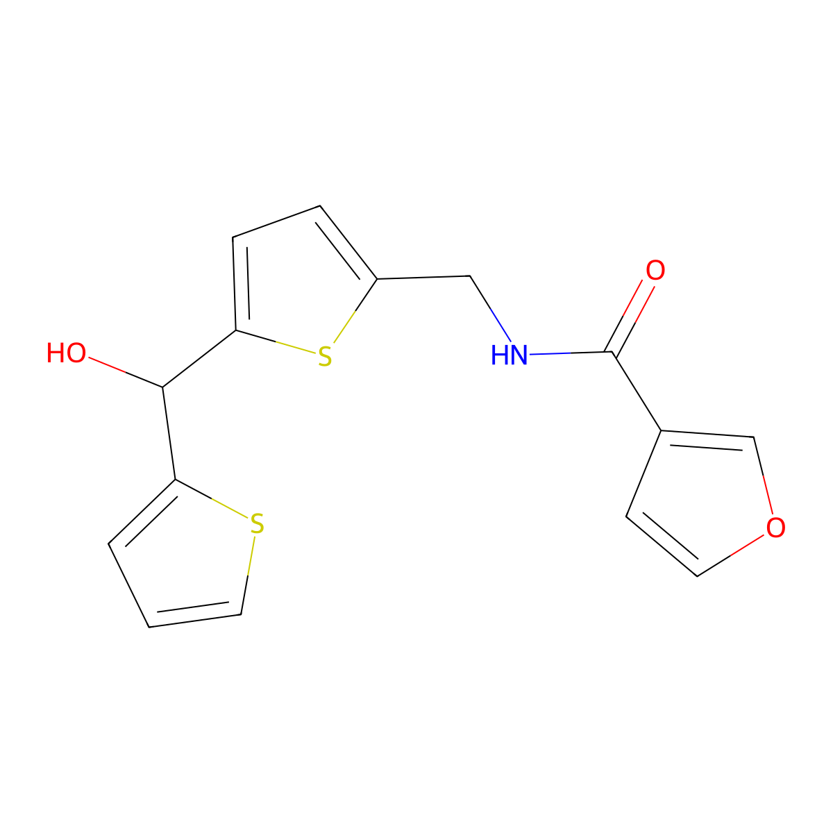 N-({5-[Hydroxy(thiophen-2-YL)methyl]thiophen-2-YL}methyl)furan-3-carboxamide molecular structure, CAS 1421498-10-3