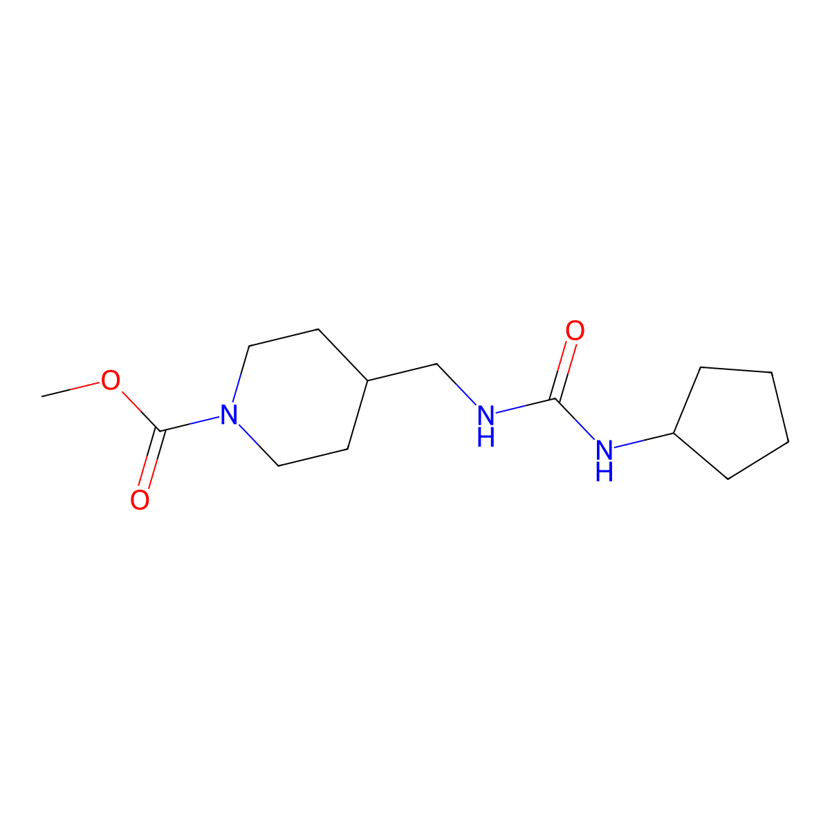 Methyl 4-((3-cyclopentylureido)methyl)piperidine-1-carboxylate molecular structure, CAS 1421498-15-8