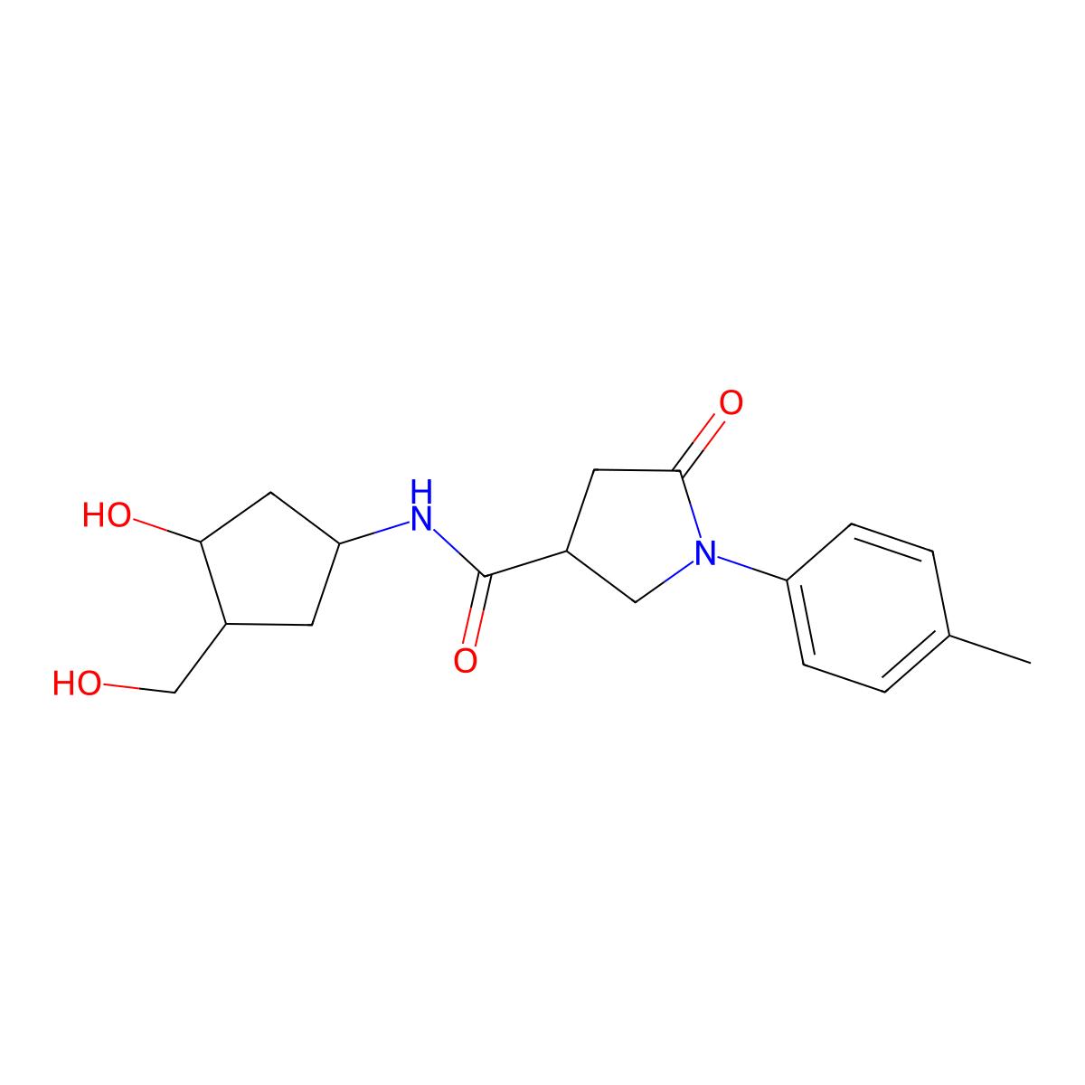 N-(3-hydroxy-4-(hydroxymethyl)cyclopentyl)-5-oxo-1-(p-tolyl)pyrrolidine-3-carboxamide molecular structure, CAS 1421498-21-6