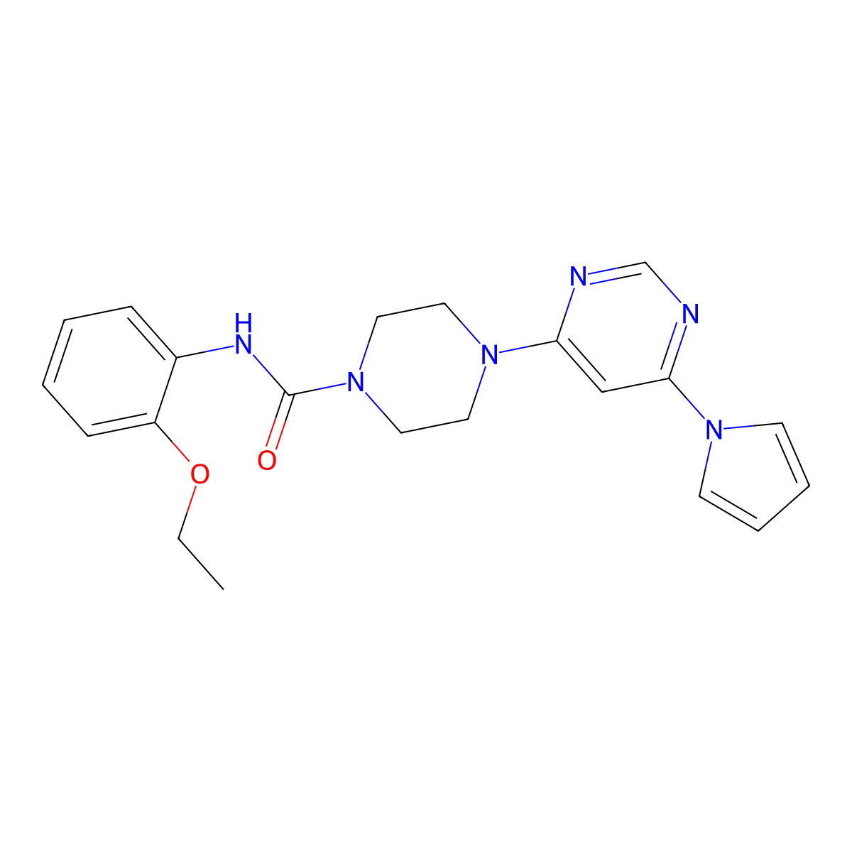 4-(6-(1H-pyrrol-1-yl)pyrimidin-4-yl)-N-(2-ethoxyphenyl)piperazine-1-carboxamide molecular structure, CAS 1421498-22-7