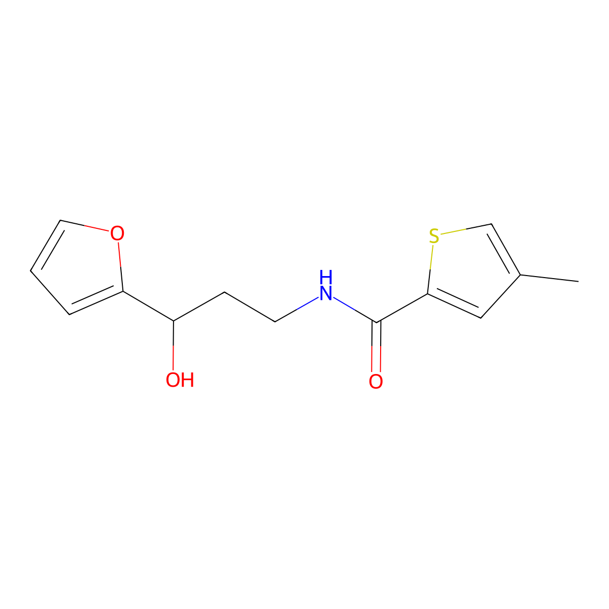 N-[3-(Furan-2-YL)-3-hydroxypropyl]-4-methylthiophene-2-carboxamide molecular structure, CAS 1421498-29-4