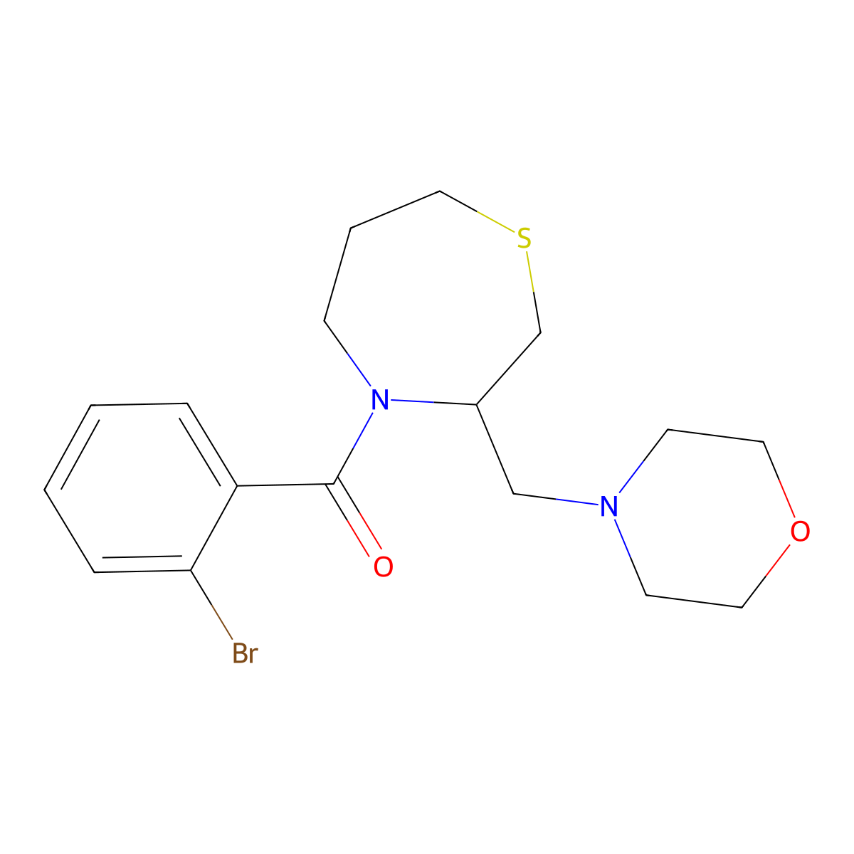 (2-Bromophenyl)(3-(morpholinomethyl)-1,4-thiazepan-4-yl)methanone molecular structure, CAS 1421498-30-7
