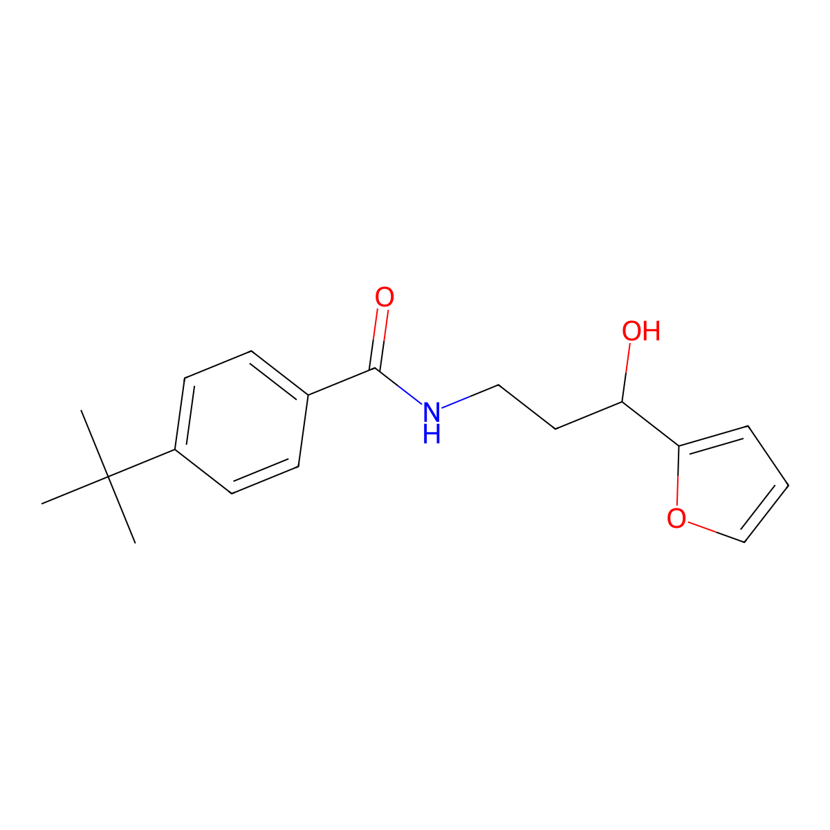 4-Tert-butyl-N-[3-(furan-2-YL)-3-hydroxypropyl]benzamide molecular structure, CAS 1421498-40-9